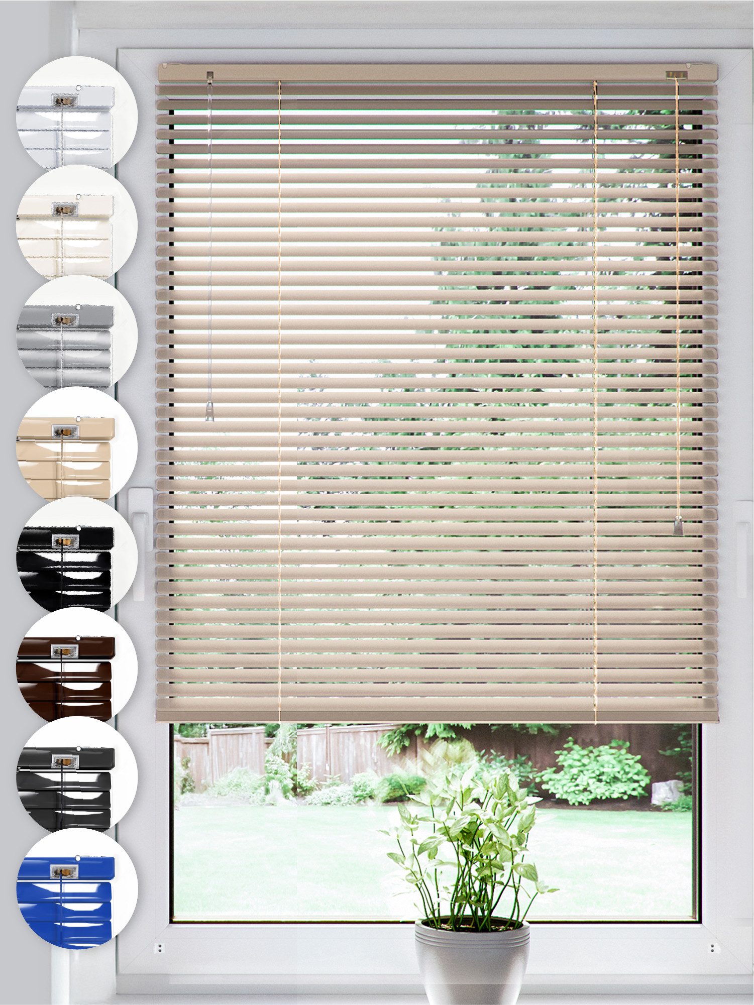 Sonello Jalousie Klemmfix ohne u. mit Bohren 30cm x 100cm Beige Aluminium Jalousette, Klemmfix, Inkl. Halterung für Decken- u. Wandmontage Alu Jalousie Fenster u. Tür, Blickdicht freihängend