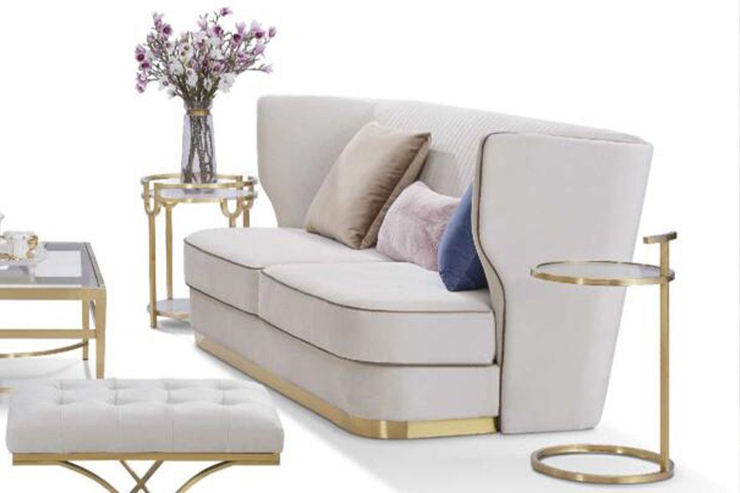 JVmoebel Sofa, Sofa 3 Sitzer Stoffsofas Luxus Designer Couch Neu Sofa Luxus Weiß