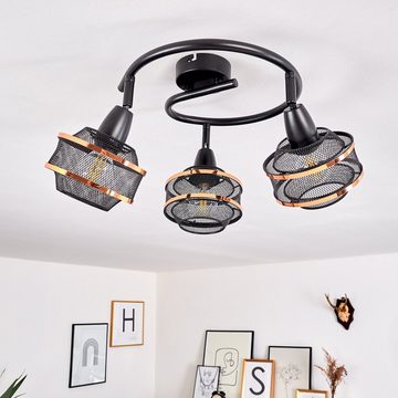 hofstein Deckenleuchte »Faiano« moderne Deckenlampe aus Metall in Schwarz/Kupfer, ohne Leuchtmittel, mit verstellbaren Strahlern, 3xE14, runder in Gitter-Optik