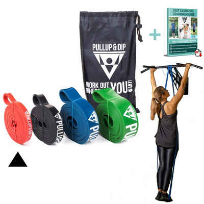 Pullup & Dip Trainingsband Fitnessbänder mit Tasche, Türanker (bei Sets) und Übungsguide