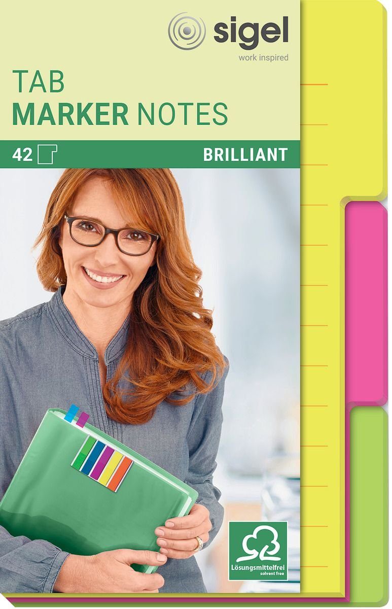 Sigel Marker SIGEL HN206 Haftnotizblock - 98 x 148 mm, 3 Registertab, 42 Blatt