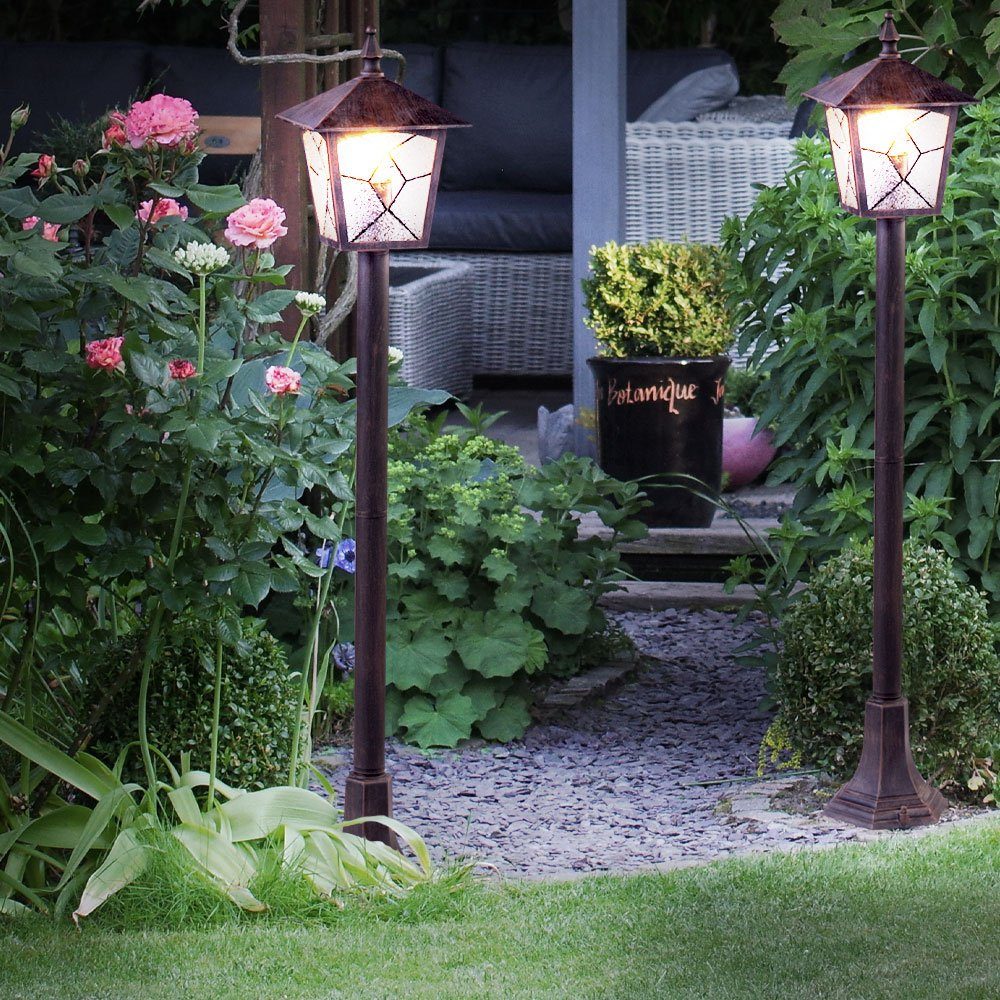im Weg Außen-Stehlampe, Klassische LED-Leuchtmittel inklusive Steh Garten Leuchte fest LED Außen Set etc-shop Beleuchtung verbaut, Warmweiß,