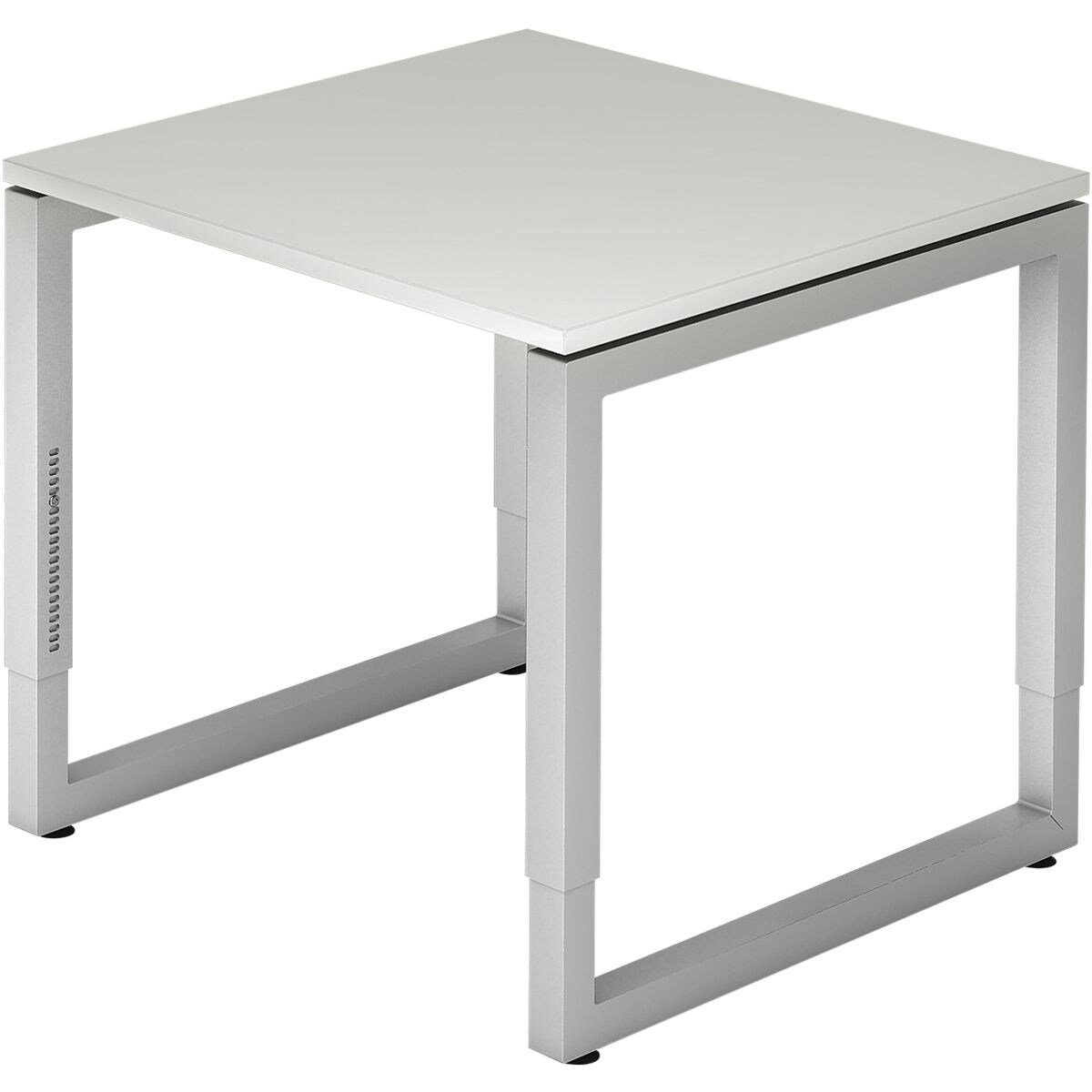 lichtgrau R-Line, quadratischer schwebender höhenverstellbar Tischplatte, Bügelfuß, mit Schreibtisch HAMMERBACHER