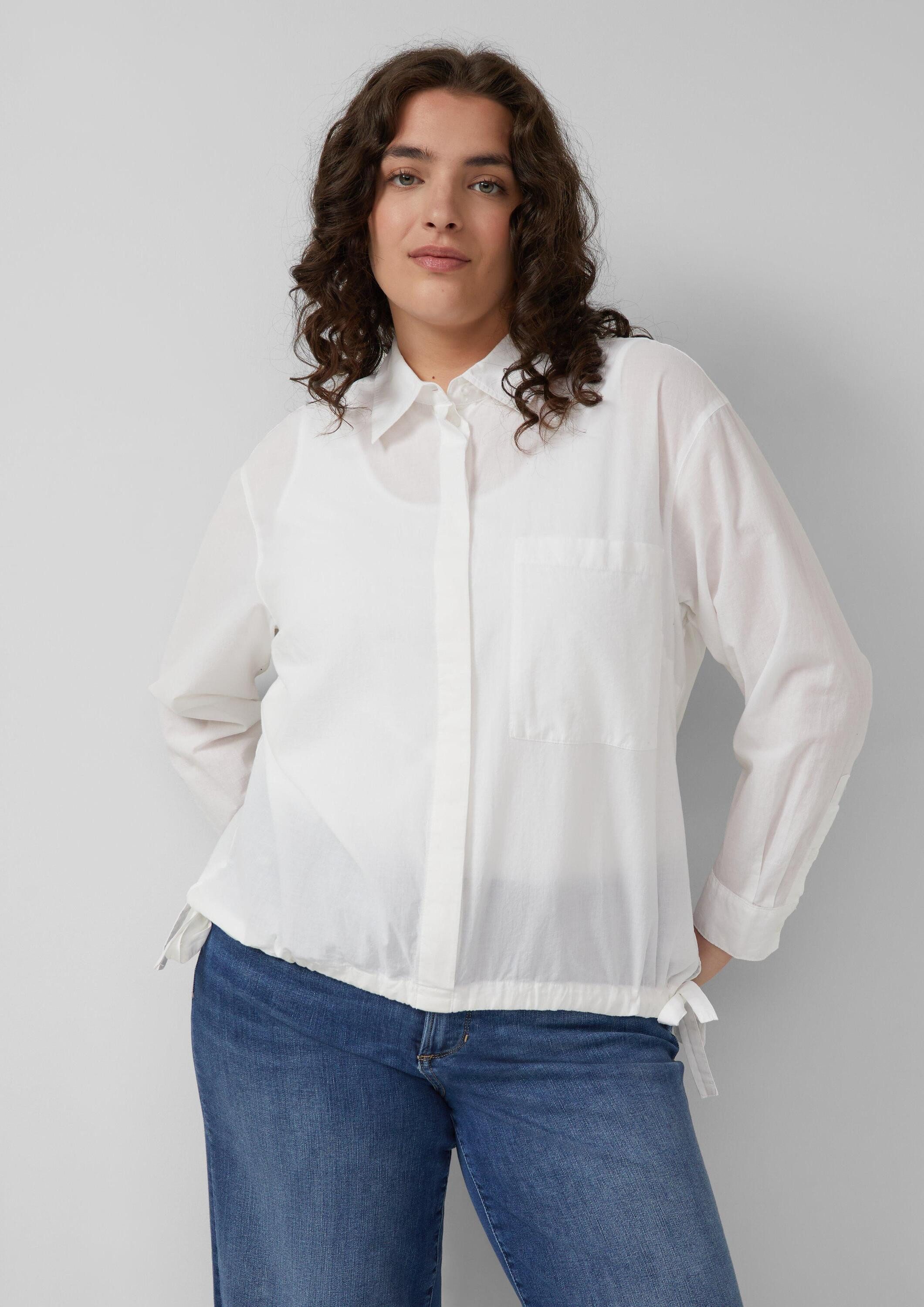 s.Oliver Langarmbluse Bluse Leichte Hemdbluse aus Baumwollvoile mit Schleifendetail