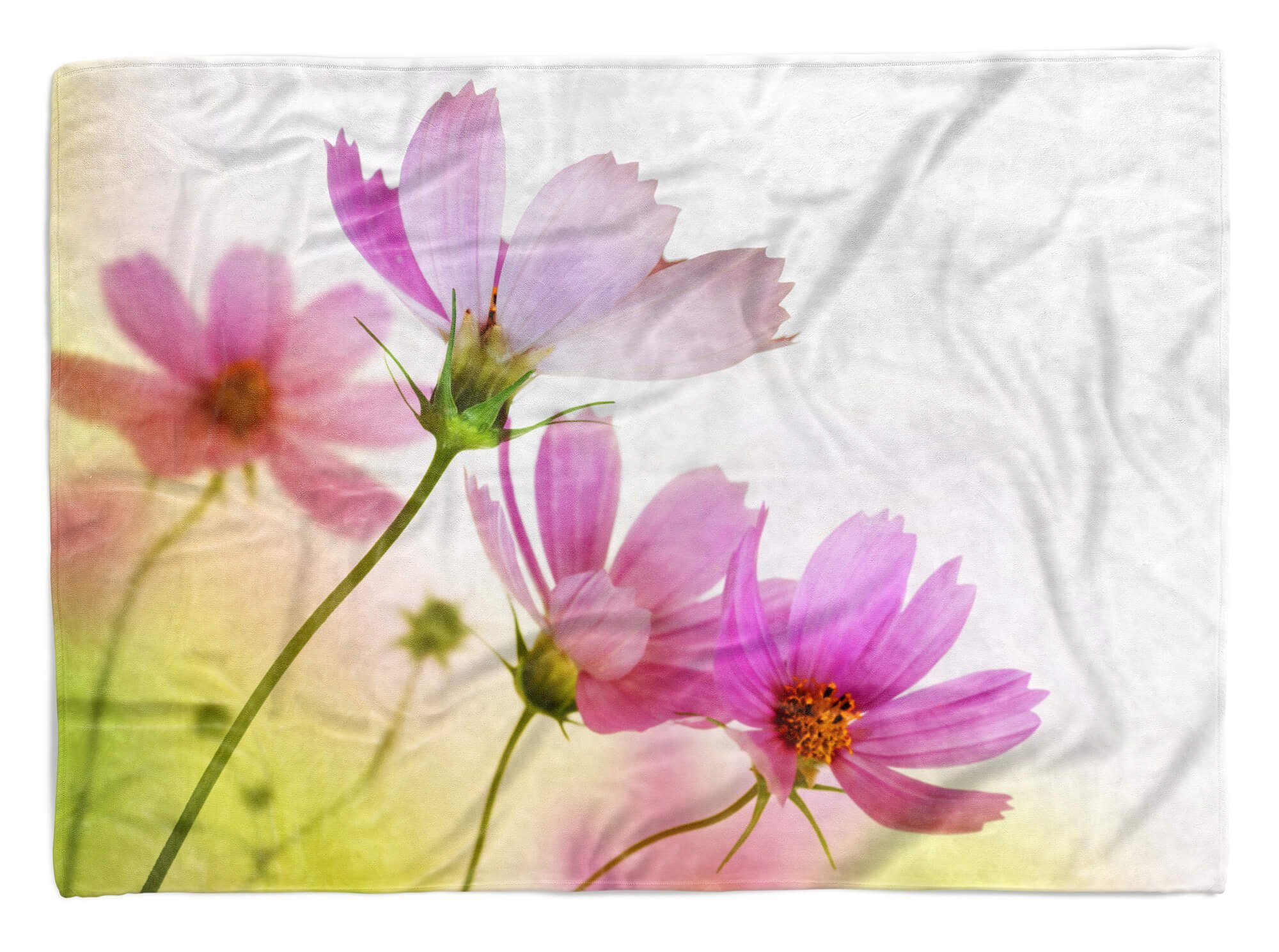 Sinus Art Handtücher Handtuch Strandhandtuch Saunatuch Kuscheldecke mit Fotomotiv Blumen Himmel Blüt, Baumwolle-Polyester-Mix (1-St), Handtuch