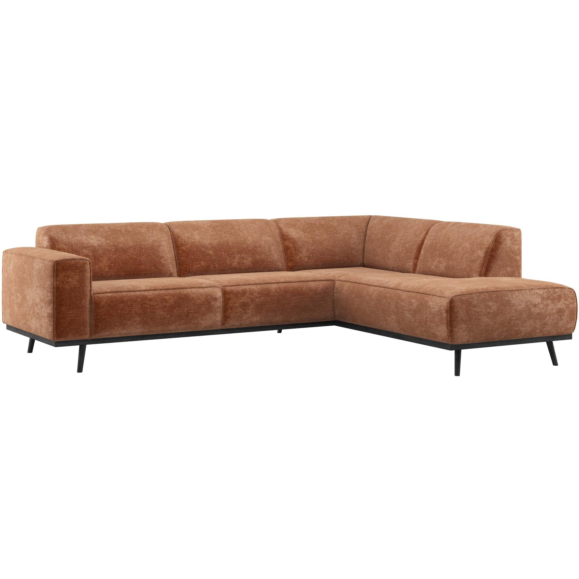 WOOOD Ecksofa Statement, Chenille-Samt, modern, Terra, Rechts, elegantes, abgerundetes Design mit hohem Sitzkomfort