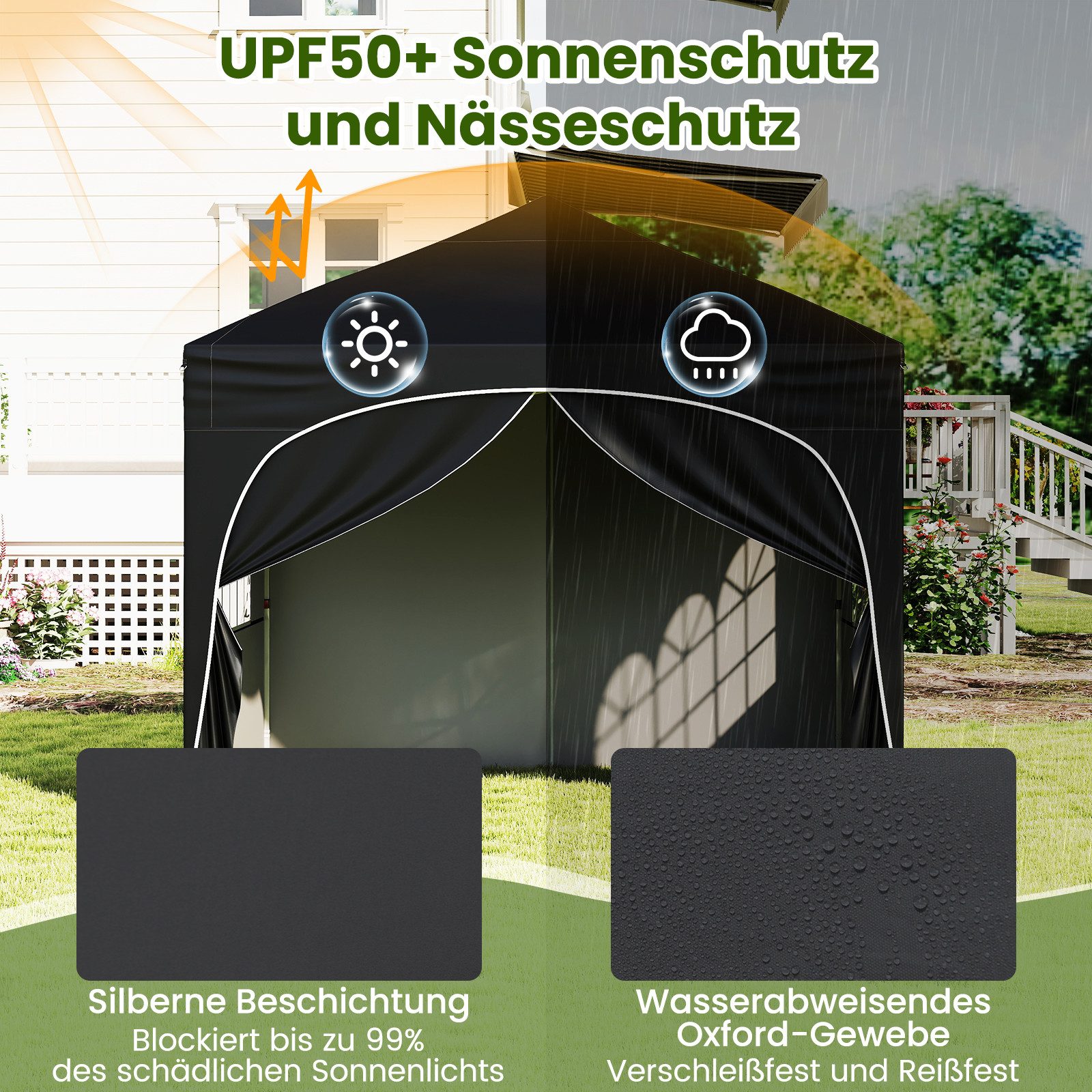 COSTWAY Faltpavillon, mit 4 Seitenteilen, Gartenzelt günstig online kaufen