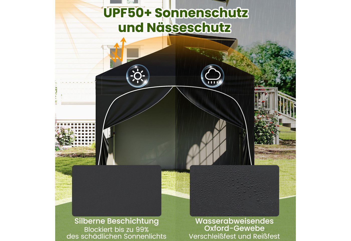 Thumbnail - COSTWAY Faltpavillon, mit 4 Seitenteilen, Gartenzelt mit 4 abnehmbaren Seitenwänden, 3 Höhen