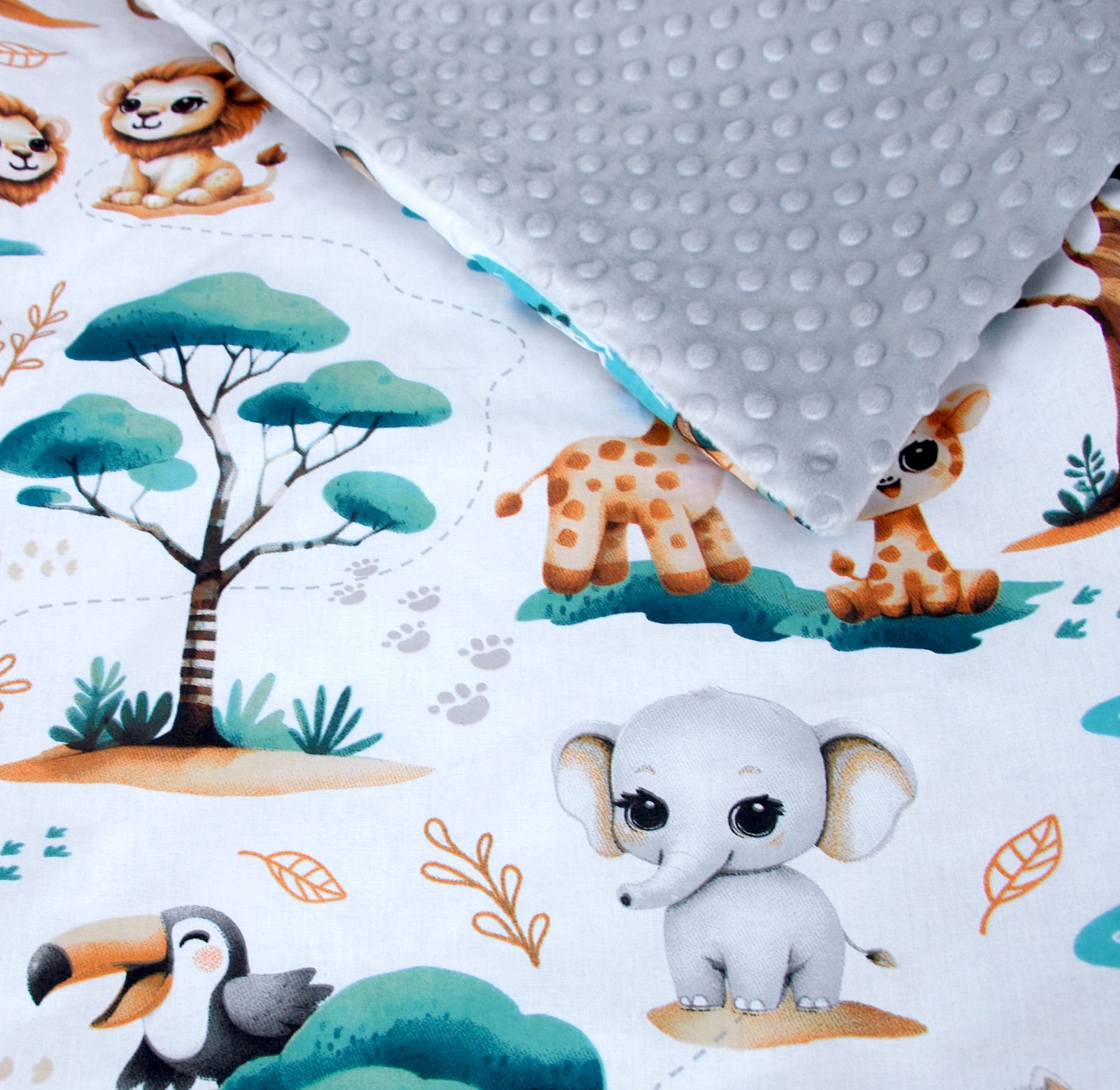 Babydecke BABYLUX Babydecke Krabbeldecke MINKY Kuscheldecke 75x100 cm+KISSEN, BabyLux, K148 - Grau + Dschungel