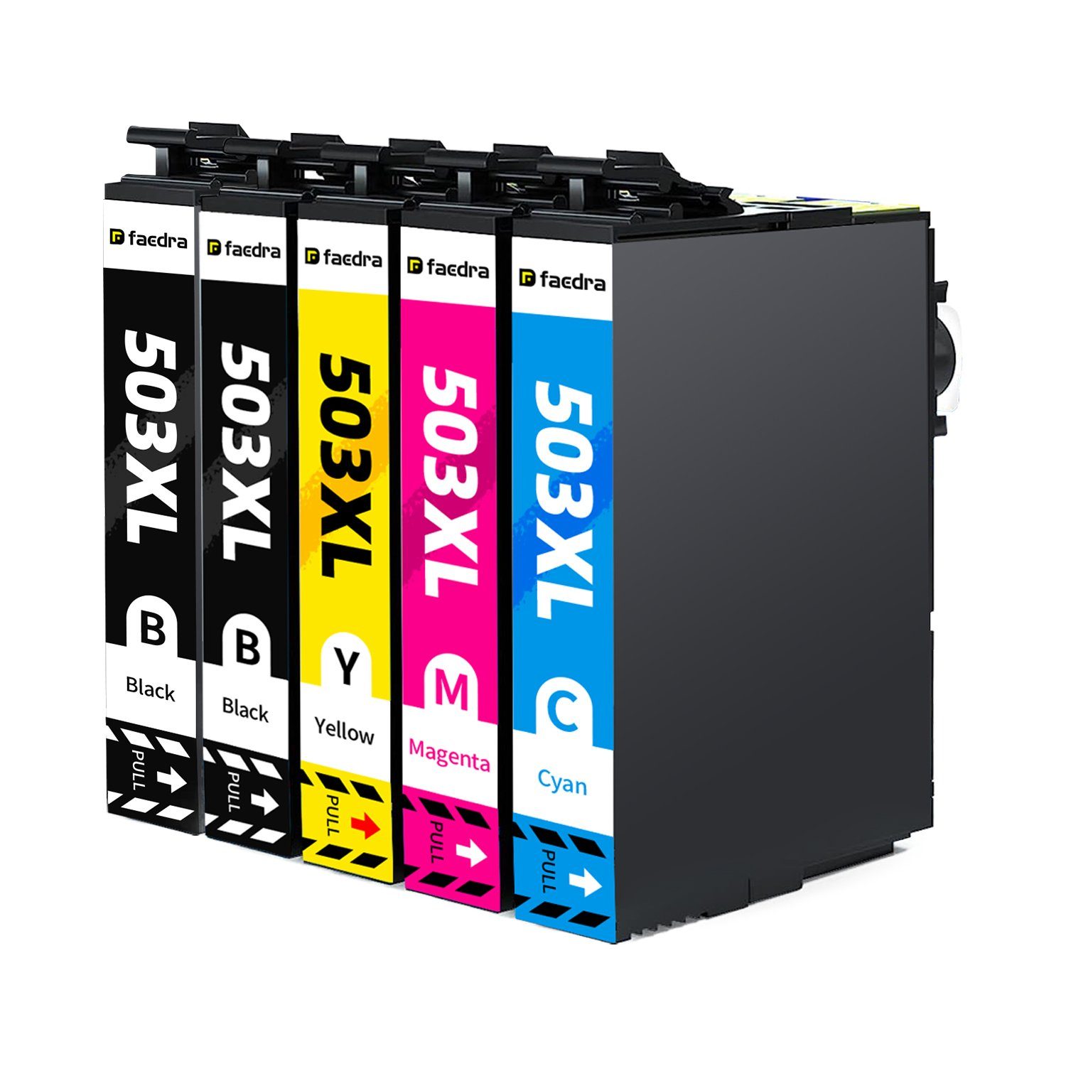 faedra Tinte EPSON 503 XL für XP-5200 XP-5205 WF-2960DWF WF-2965DWF, 5 Pack Tintenpatrone (Packung, EPSON 503 XL Expression Home XP-5200 5205 WorkForc WF-2960DWF 2965DWF)
