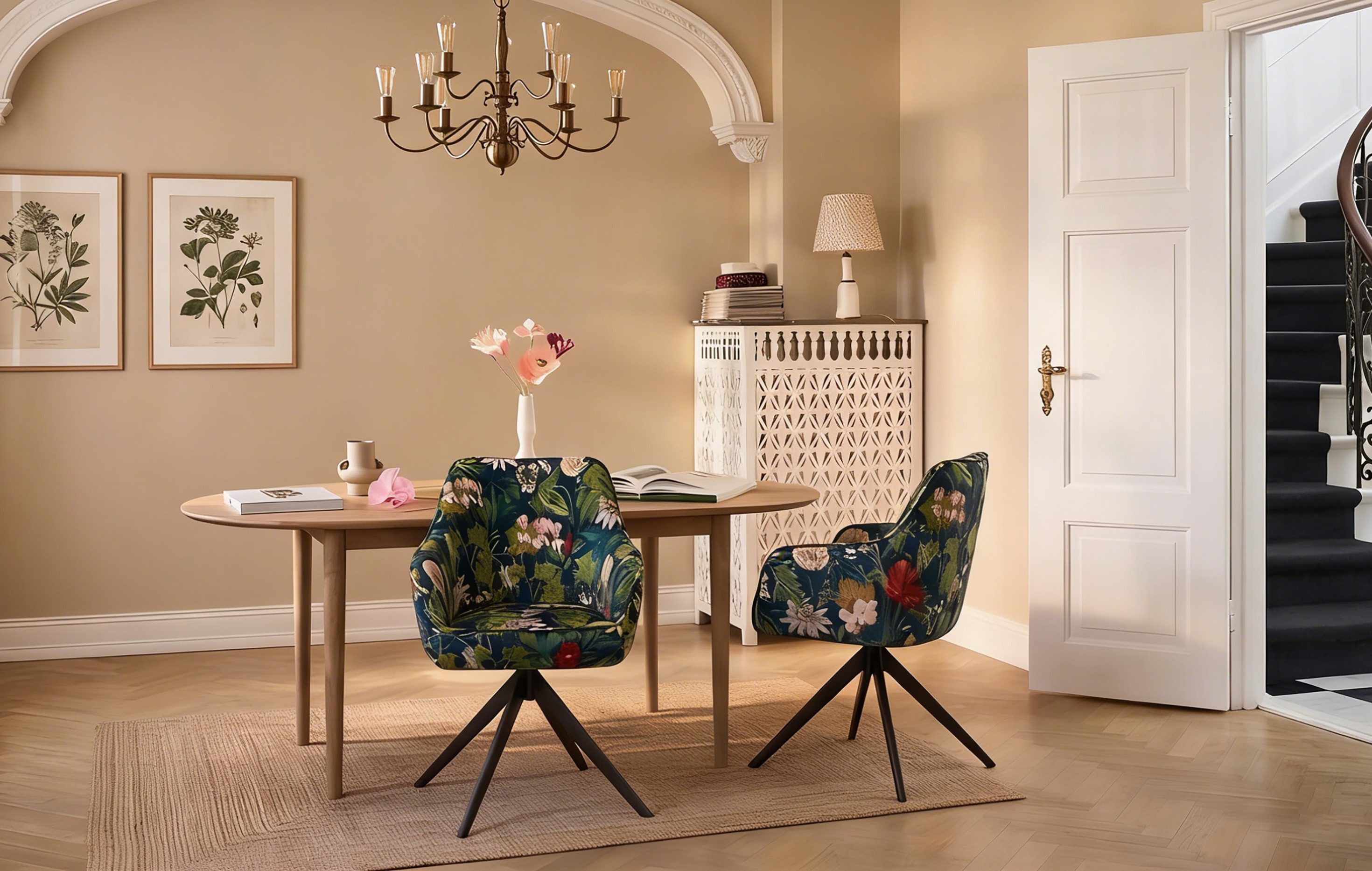 B&D home Polsterstuhl ARVIT (1 St), Federkern, drehbares Metallgestell, mit Armlehnen