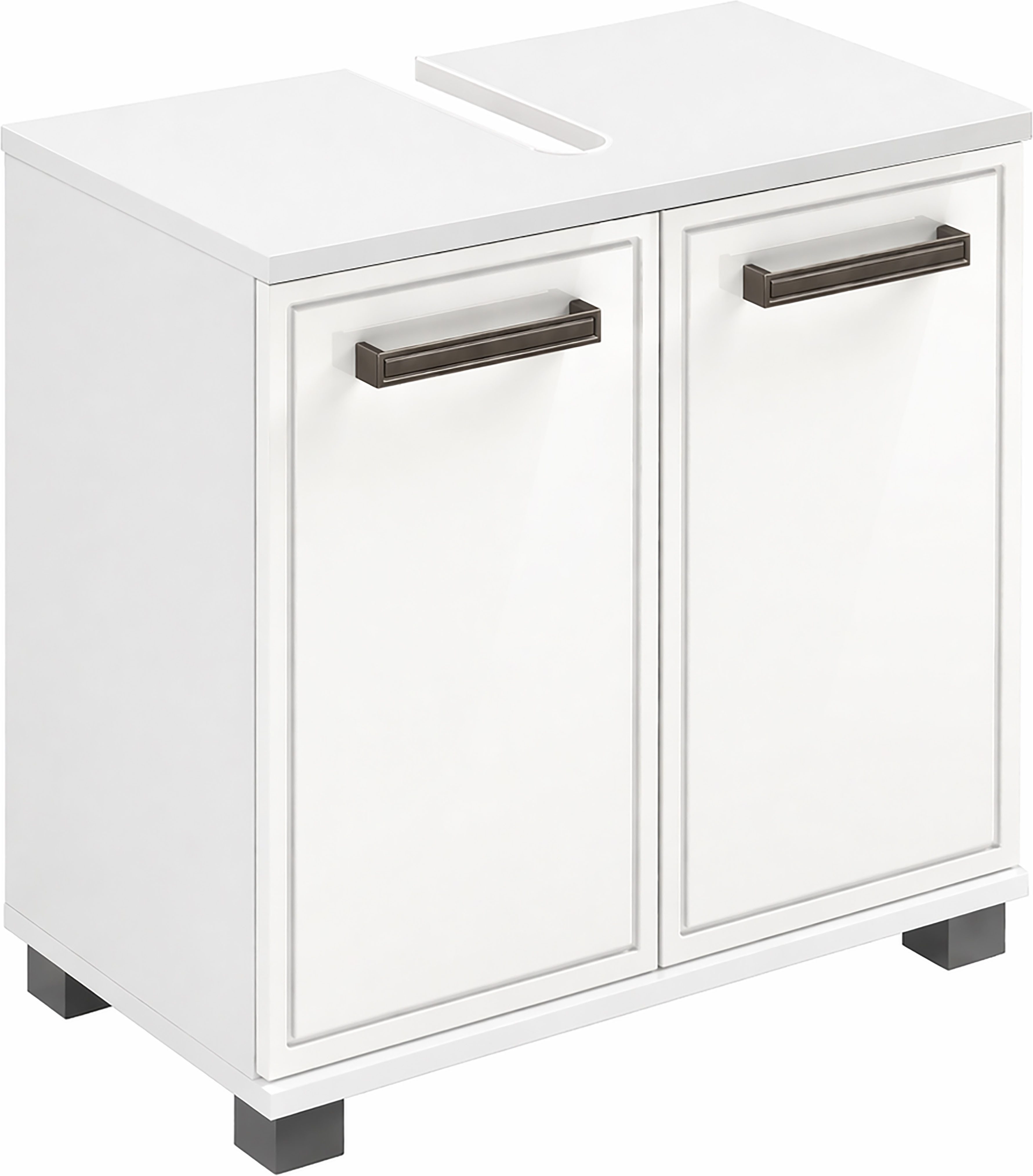 Schildmeyer Waschbeckenunterschrank ADANA, Breite 59,8 cm, 2 Türen, Siphonausschnitt, MADE IN GERMANY (1-St) tiefgezogene MDF-Fronten - umlaufende Rahmenprägung, MADE IN GERMANY