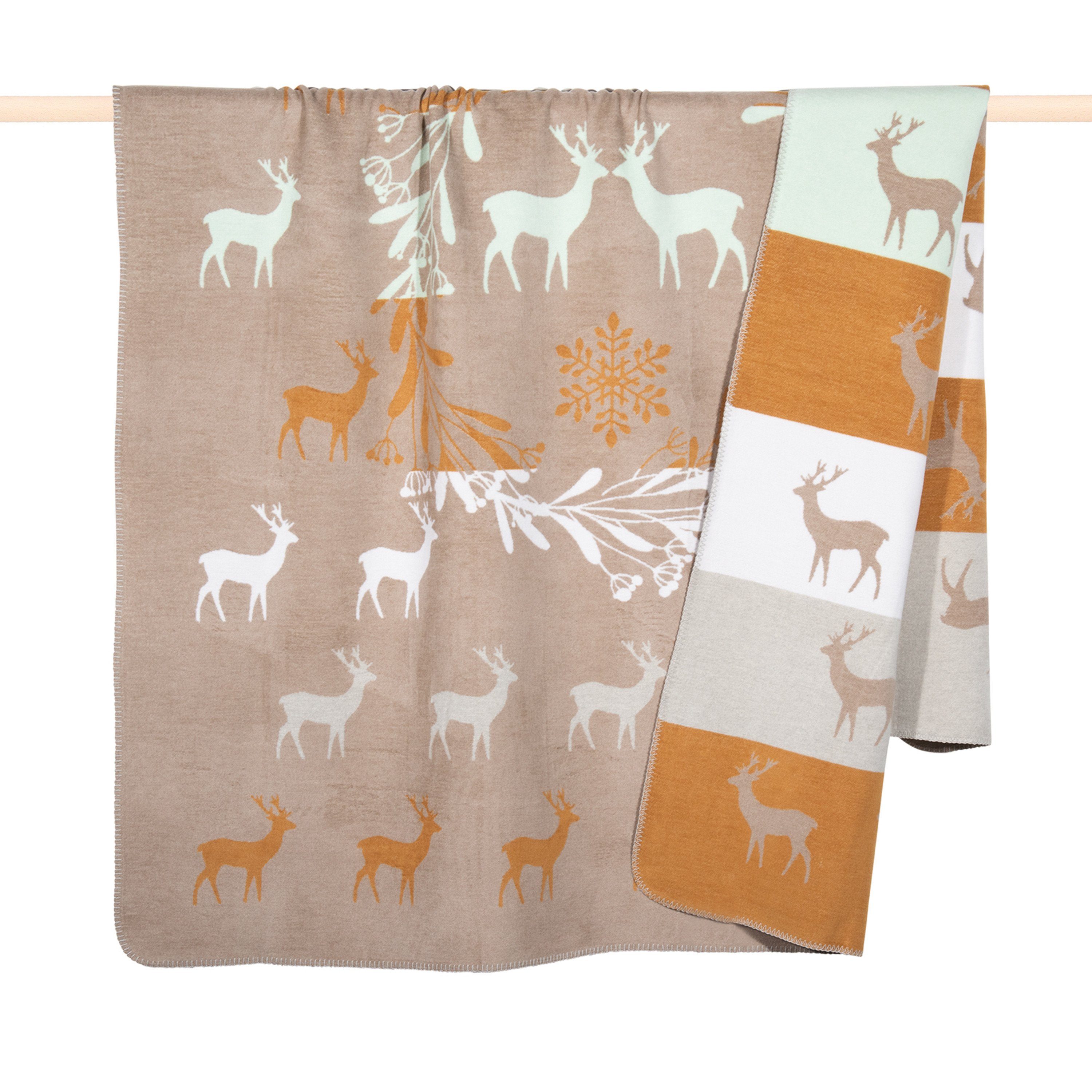 Wohndecke PAD Concept Plaid REINDEER, 150 x 200 cm, taupe, PAD, rechteckig