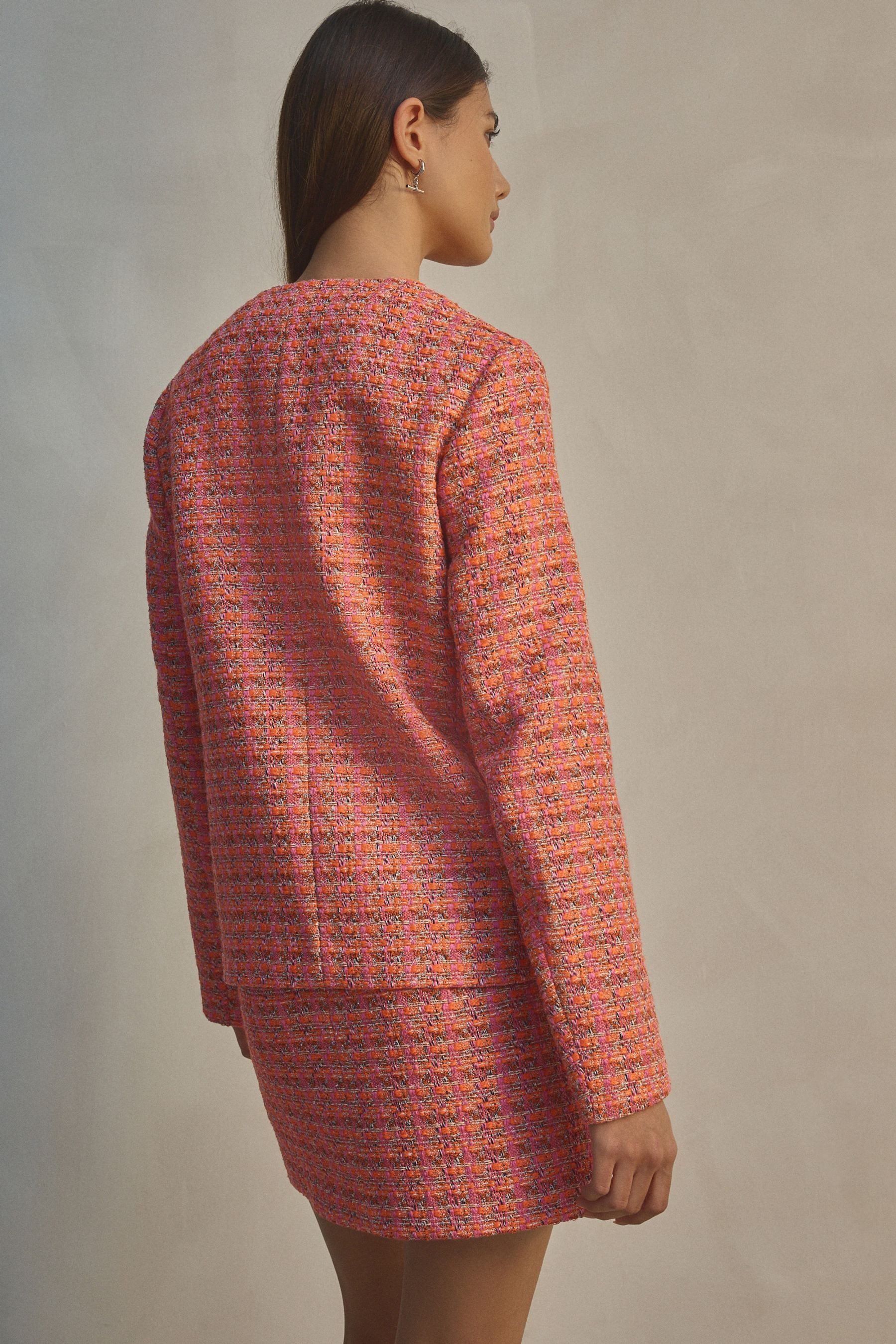 Next Jackenblazer Strukturierte Bouclé-Jacke ohne Kragen, günstig online kaufen