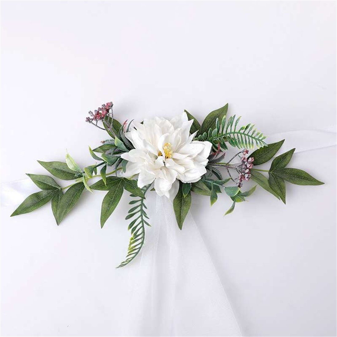 Kunstkranz Hochzeit dekorative Stuhllehne Blumen, Hochzeit dekorative Requisiten, DÖRÖY Weiß