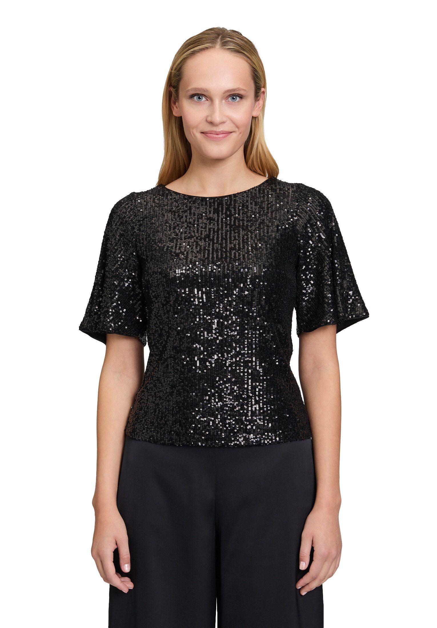 Vera Mont Kurzarmshirt Damen Pailletten-Top mit Flügelärmeln (1-tlg) Paille günstig online kaufen