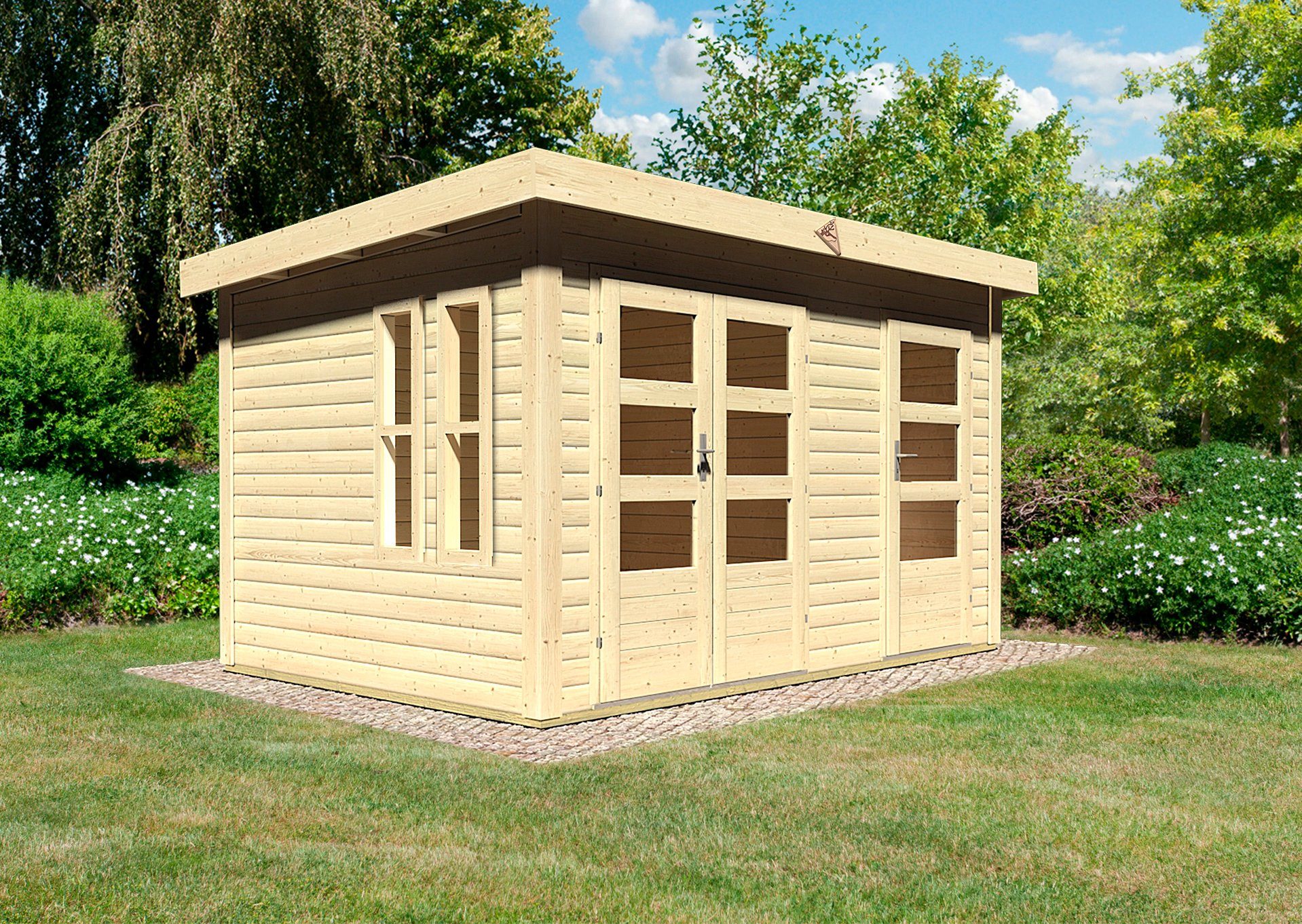 KARIBU Gartenhaus »Prenzlau«, BxT 398x273 cm, mit 28 mm Trennwand