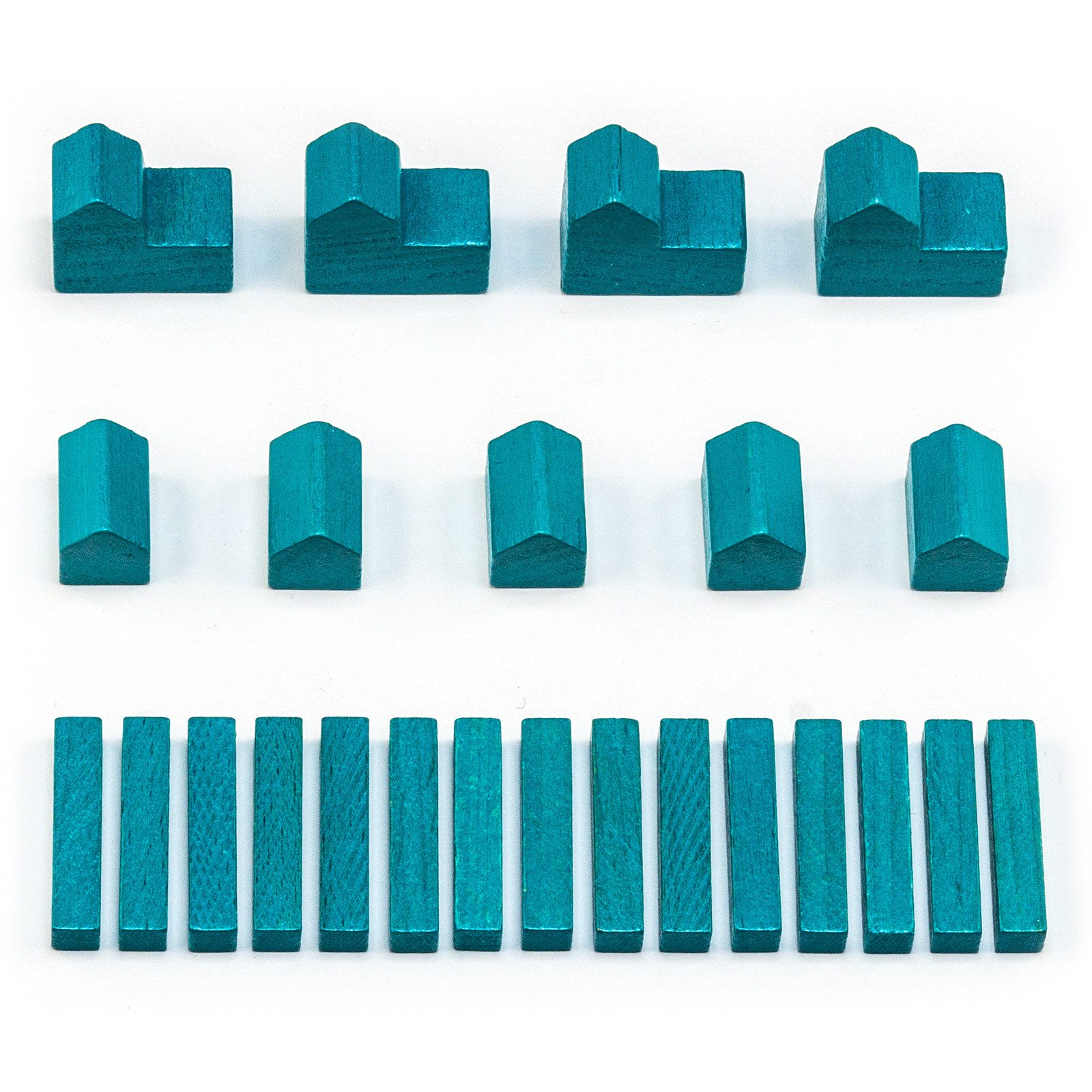Waldfelsen Spiel – Holz-Figuren Spielfiguren Ersatz passend für Die Siedler von Catan, Spielmaterial, Verschiedene Farben