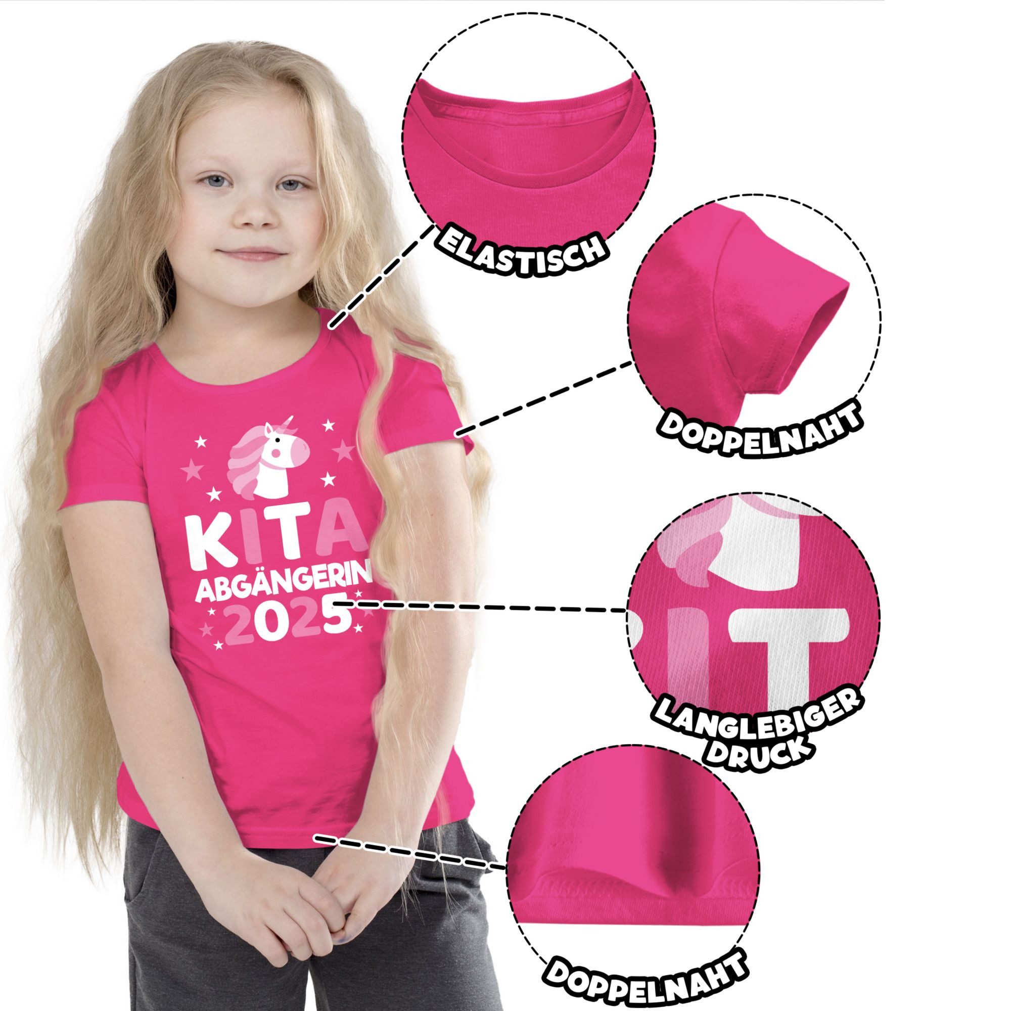 Shirtracer T-Shirt Kita Abgängerin 2025 Einhorn Einschulung Mädchen