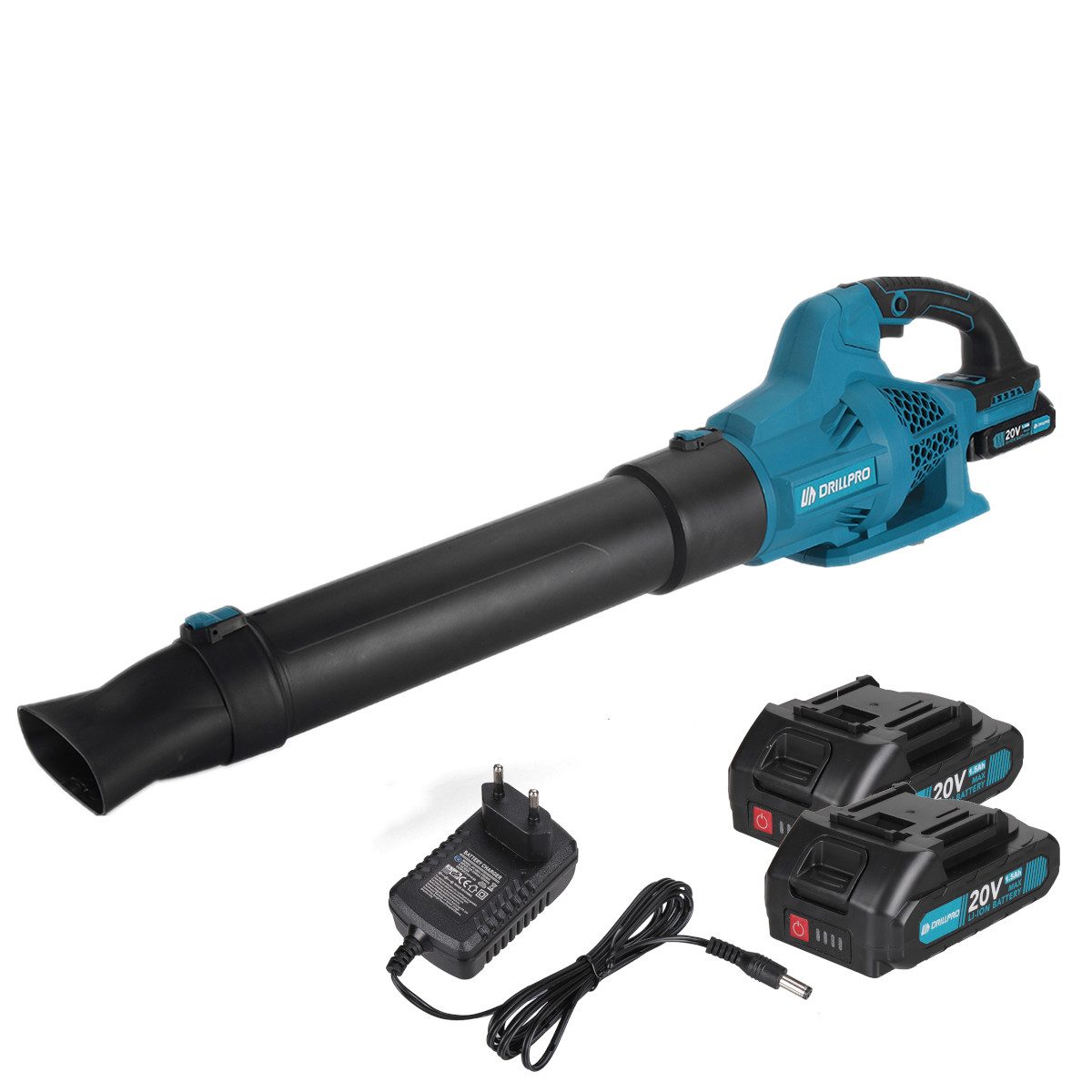 Insma Akku-Laubbläser, (mit 2 Akkus), Akku-Bläser für Laub und Schnee mit Brushless-Motor & 6 Stufen