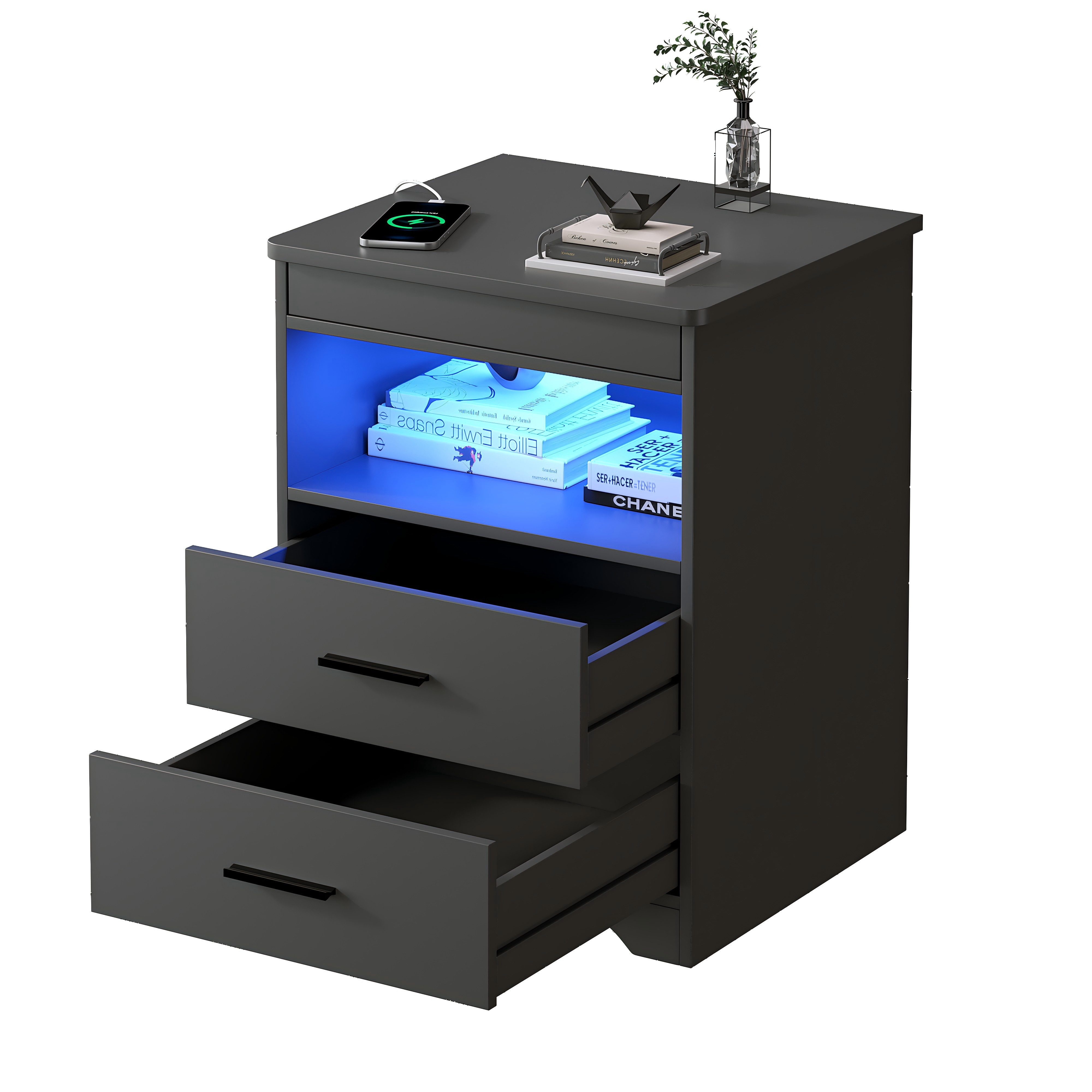 FREDEES Nachttisch Intelligenter LED-Nachttisch mit versteckter günstig online kaufen