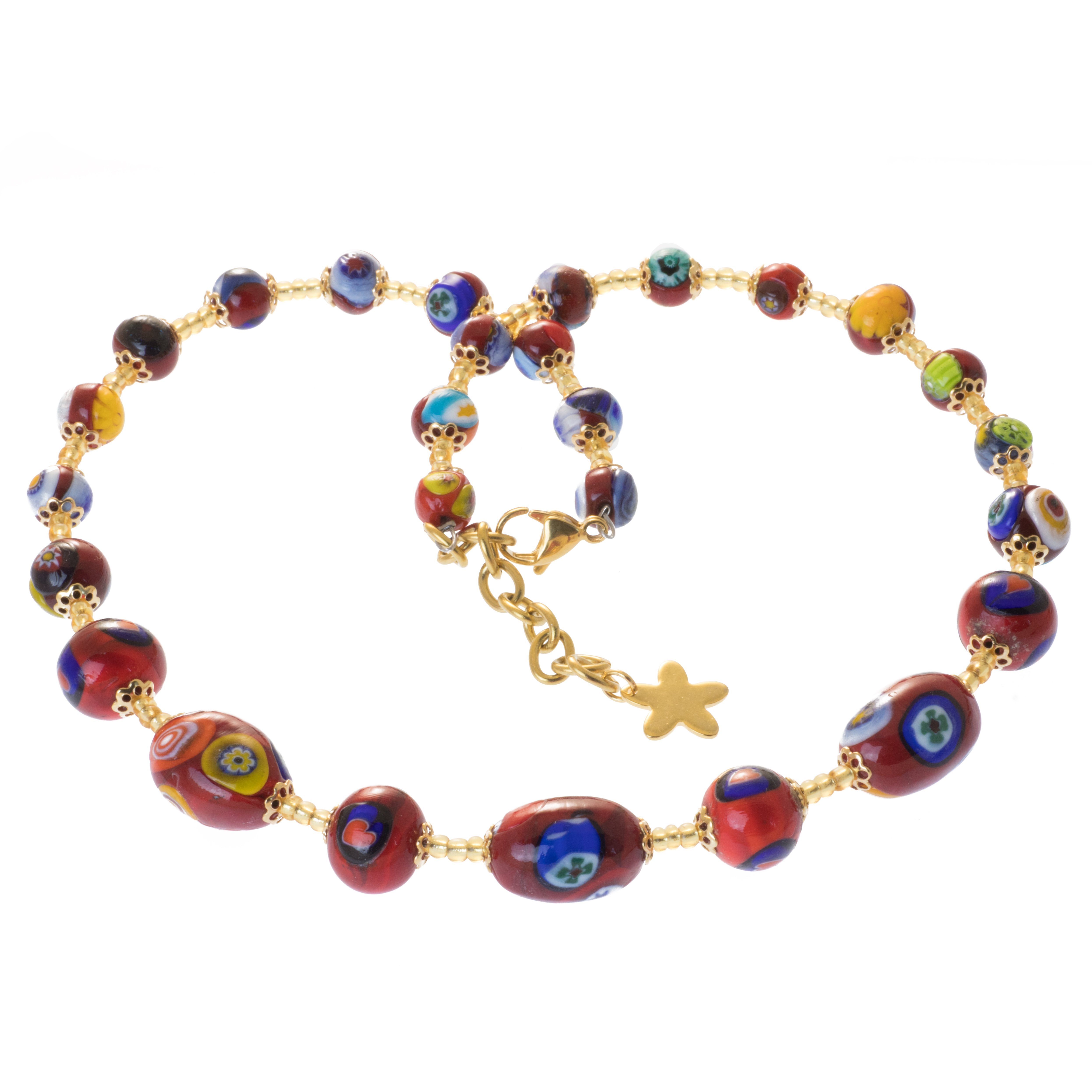 Perlenkette kette mit Murano Glas Mosaik günstig online kaufen