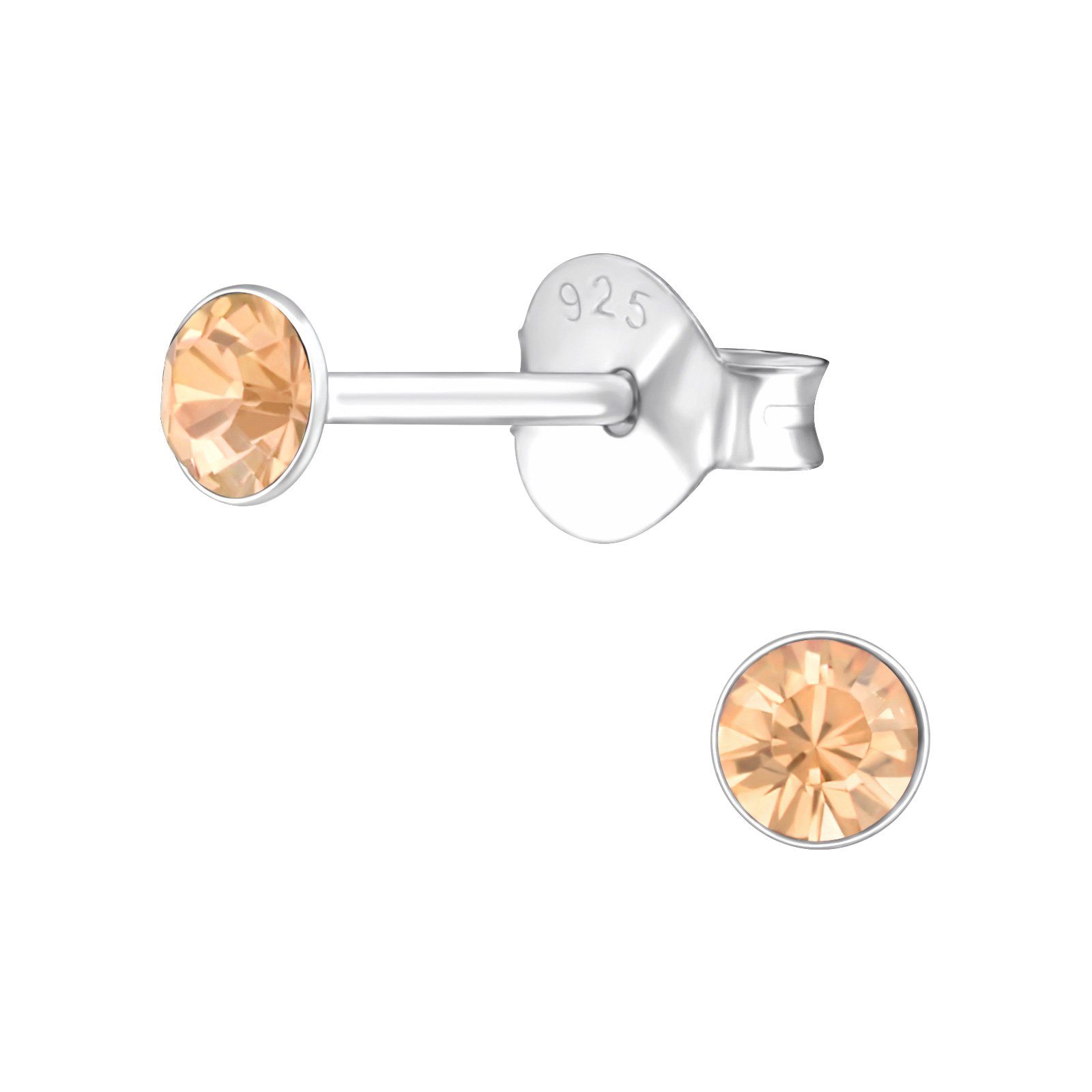BUNGSA Ohrring-Set Ohrstecker mit echtem europäischem Kristall champagner (LA CRYSTALE) (1 Paar (2 Stück), 2-tlg), Ohrschmuck Ohrringe