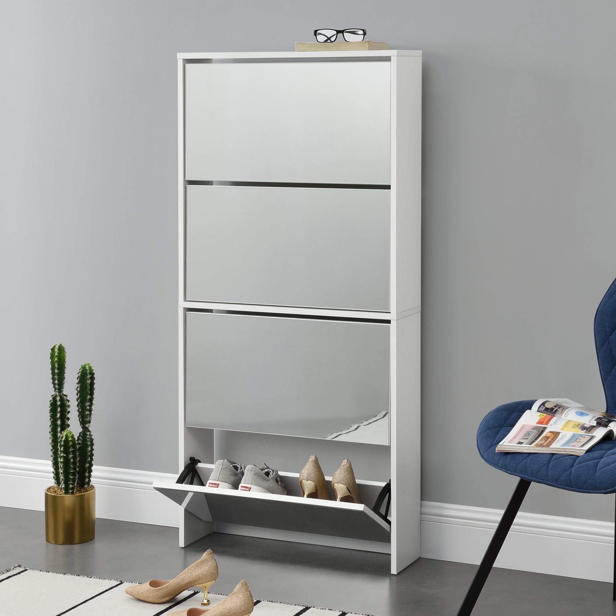 en.casa Schuhschrank »Vogar« mit 4 verspiegelten günstig online kaufen