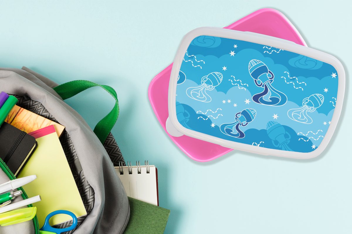 Lunchbox Erwachsene, Wassermann Mädchen, Design für Tierkreiszeichen, MuchoWow Snackbox, Kunststoff - Kunststoff, Brotbox Brotdose Kinder, - rosa (2-tlg),