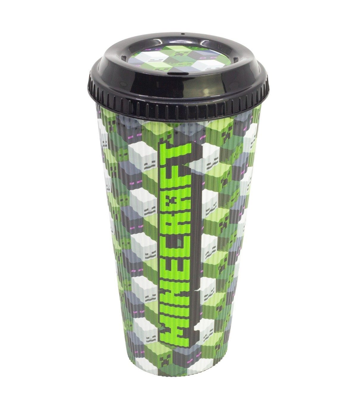 Minecraft Mehrwegbecher Golden 790 ml mit strukturierter Oberfläche und Deckel für unterwegs, (Packung)