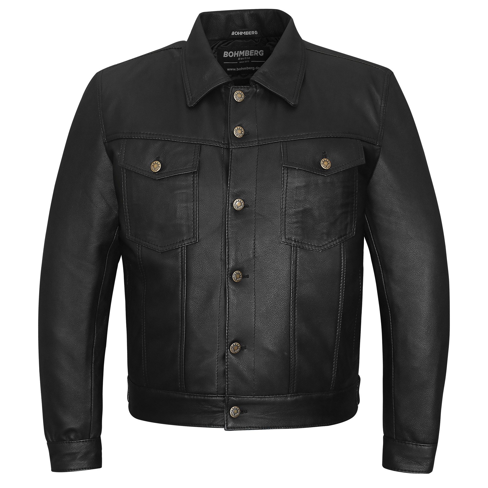 BOHMBERG Lederjacke Herren Echtleder Jacke im Jeans Stil Biker Look Schwarz günstig online kaufen