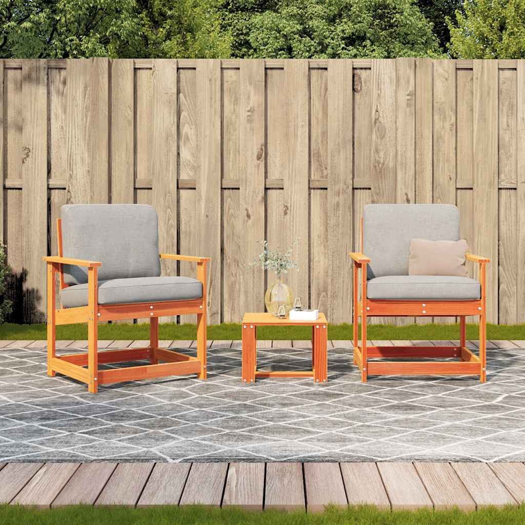 vidaXL Gartenstuhl 3-tlg. Garten-Lounge-Set Wachsbraun Massivholz günstig online kaufen