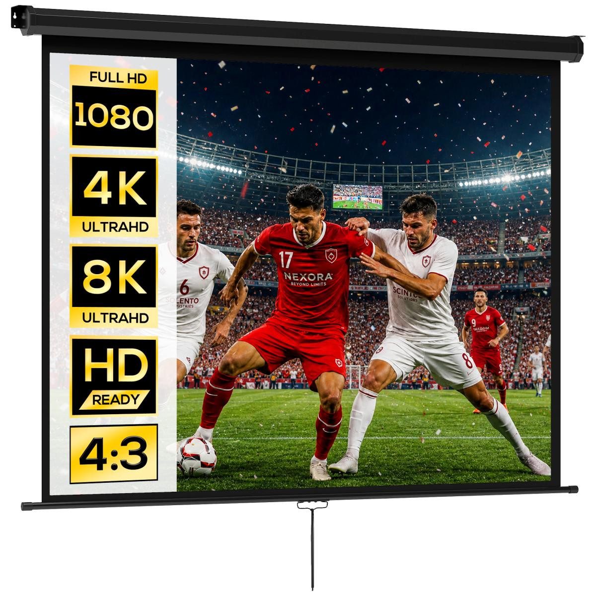 FELIXLEO Leinwand Beamer Leinwand Zoll HD Kunststoff Metall 171 x 128 cm 4K