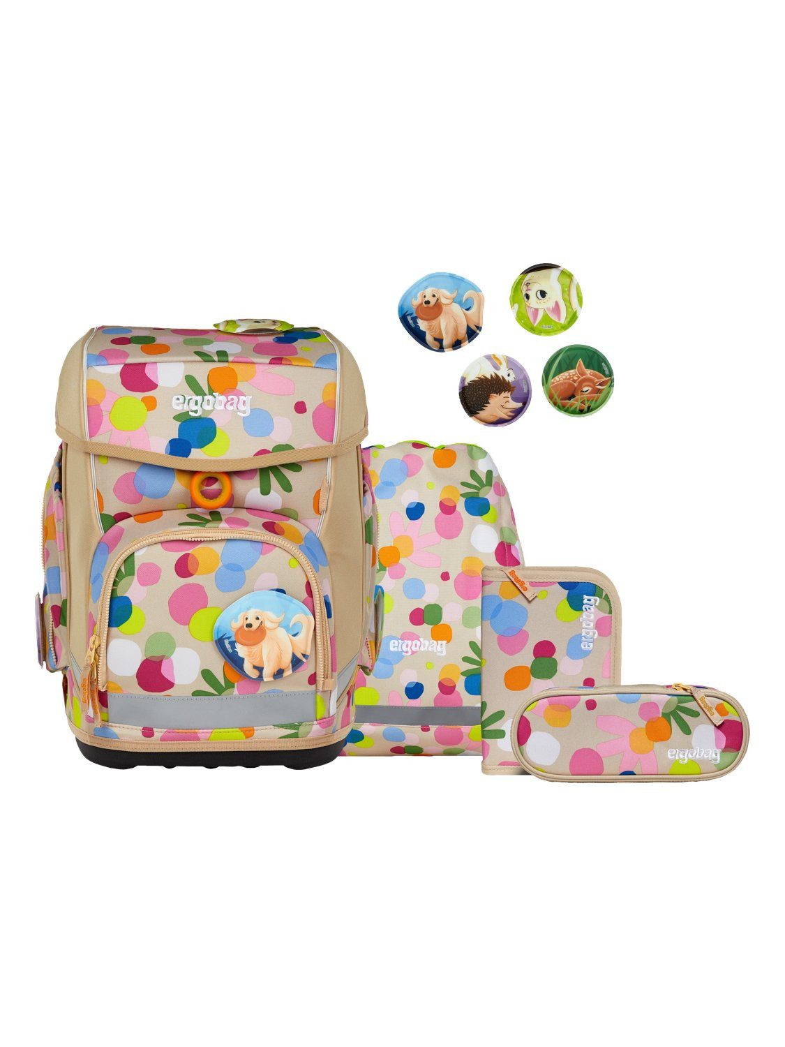 ergobag Schulranzen cubo Set (5-tlg., 5-teiliges Set), größenverstellbares Rückensystem