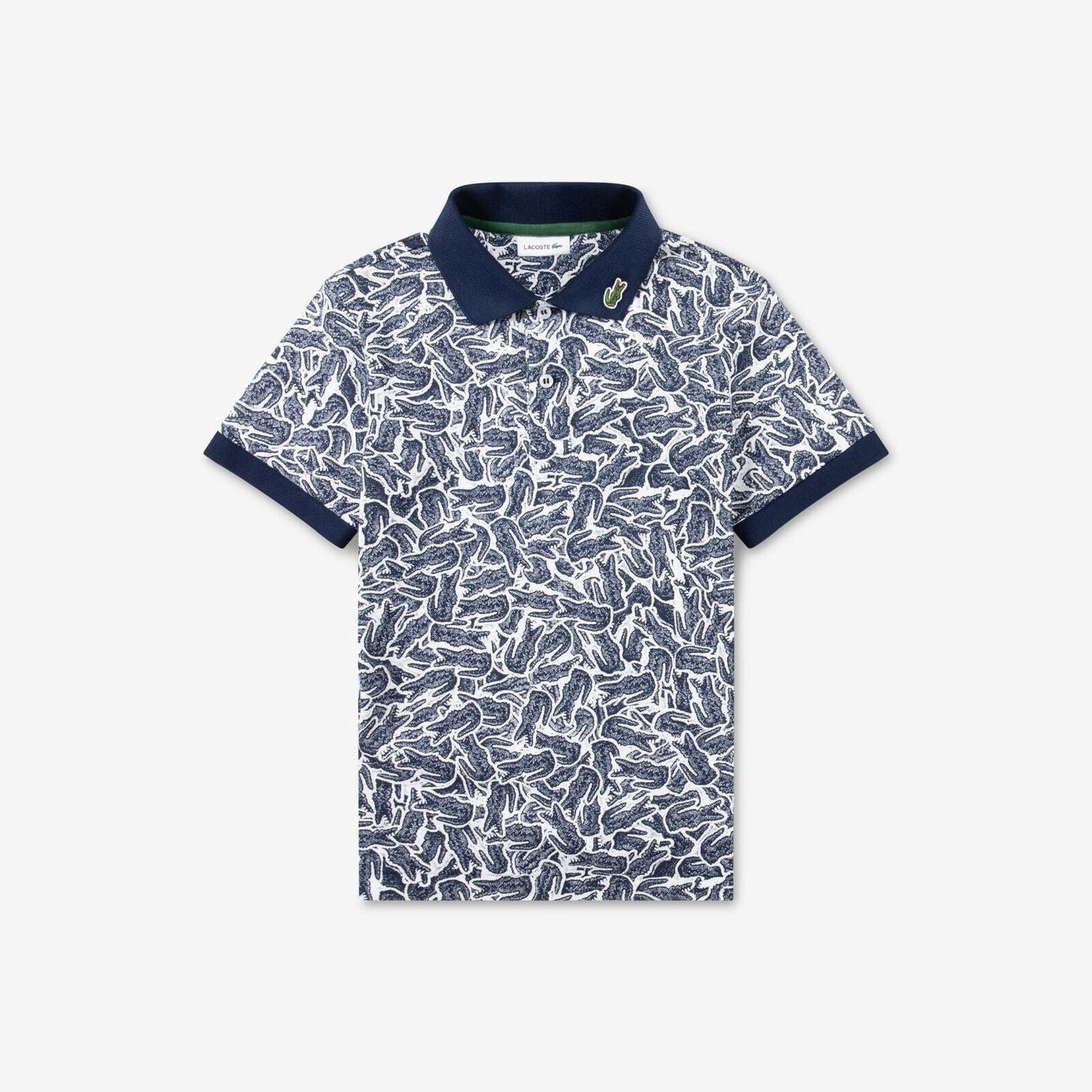 Lacoste Poloshirt LACOSTE Kids Polo „Allover Crocs“ – Navy Blue