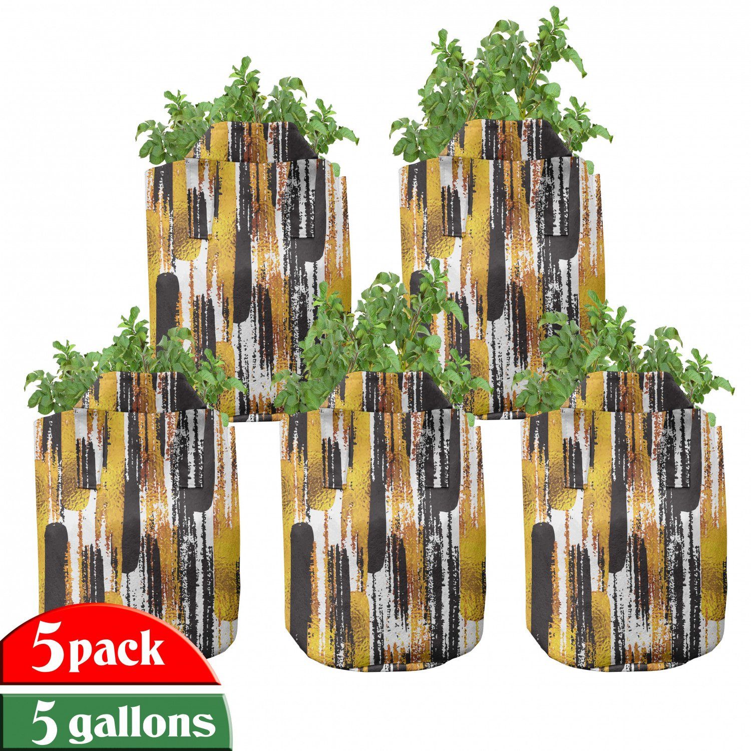 Abakuhaus Pflanzkübel hochleistungsfähig Stofftöpfe mit Griffen für Pflanzen, Modern Grunge Art Brushstrokes
