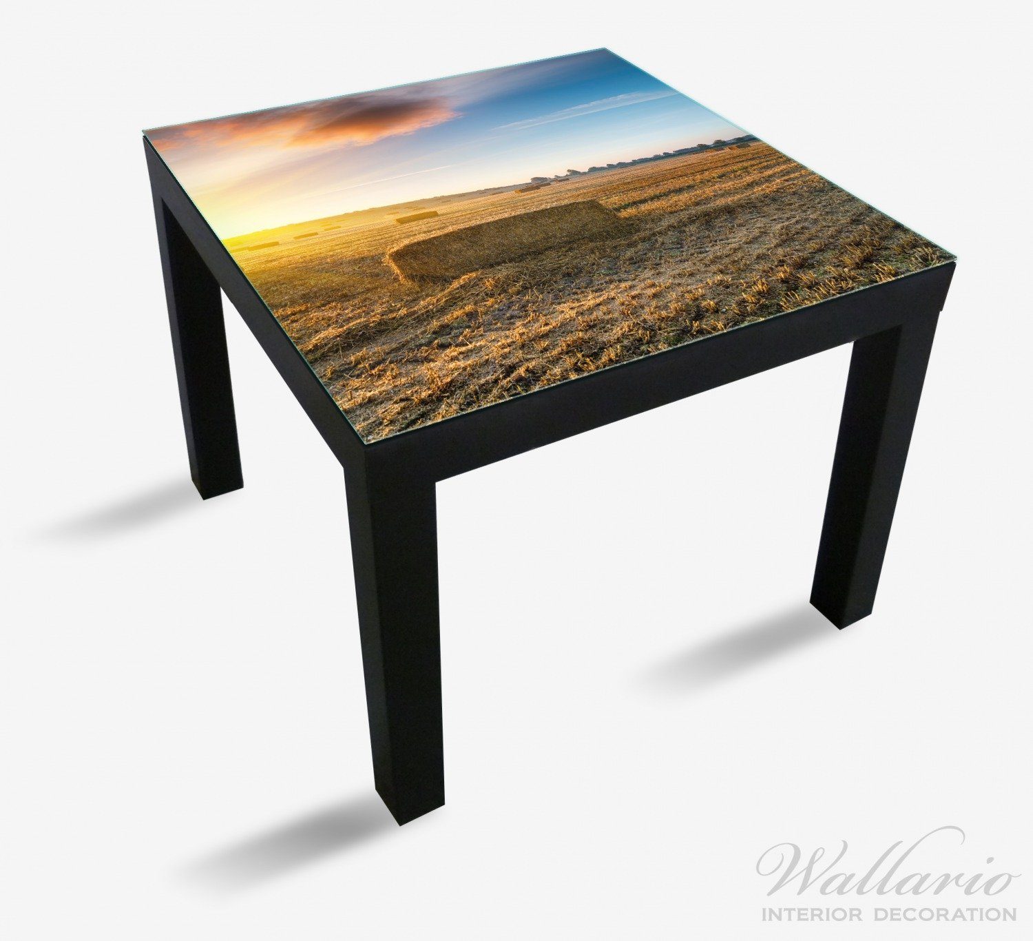 Tischplatte auf dem geeignet für Tisch Lack Wallario untergehender Stroh (1 Sonne bei Ikea Feld St),