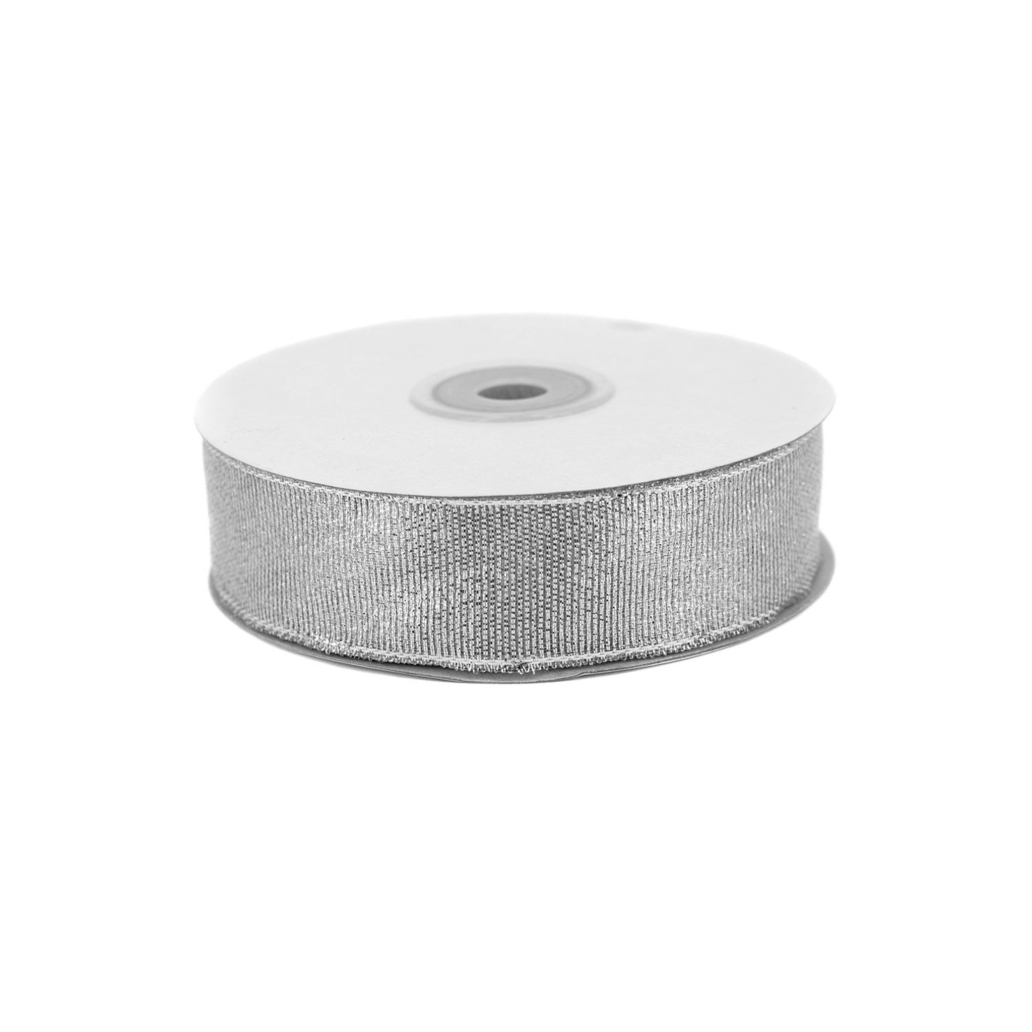 Creativery Geschenkband, Glitzerband 25mm x 32m Rolle Silber