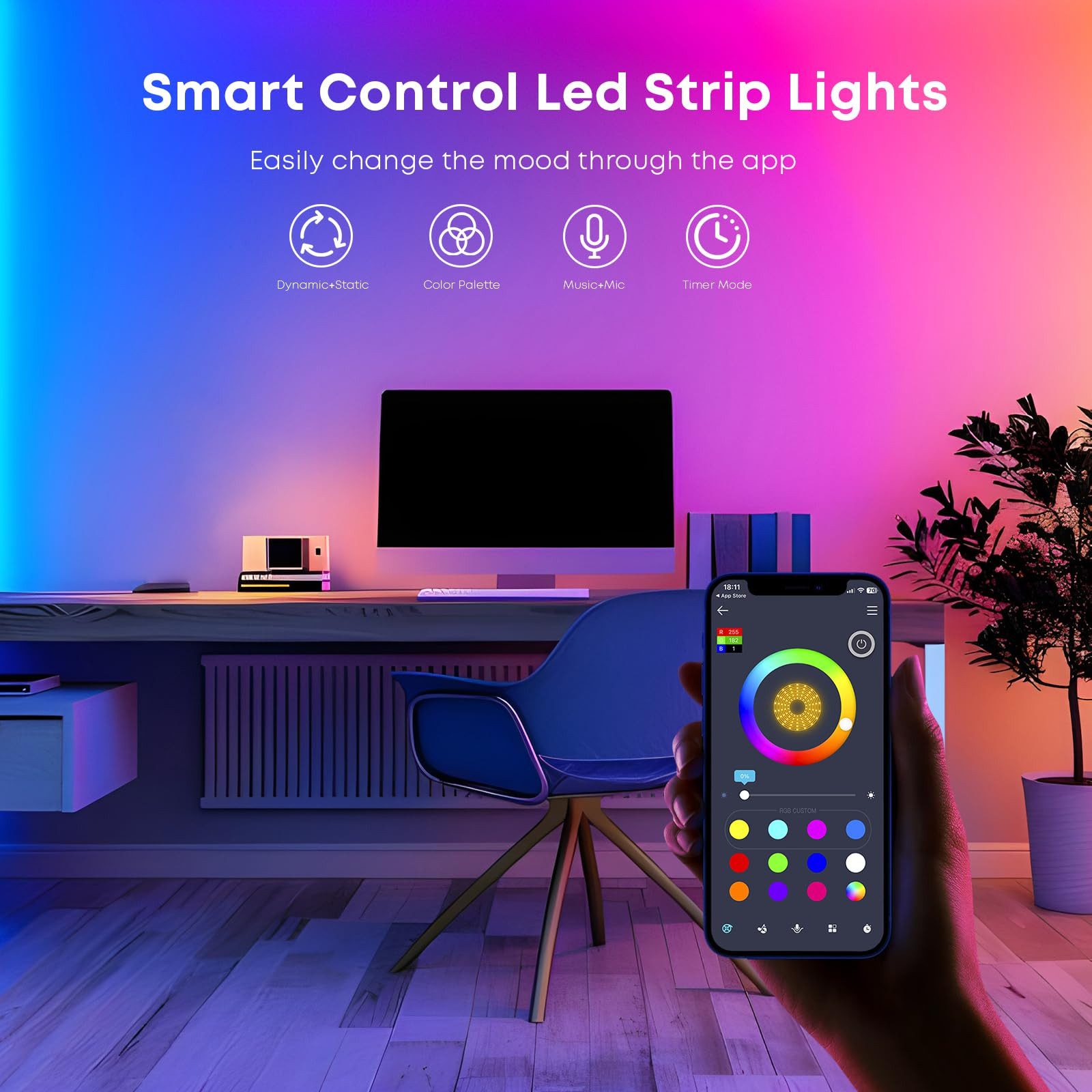 LQWELL LED-Streifen 10-30m LED Strip Licht-Band Leiste RGB einstellbar Fern günstig online kaufen