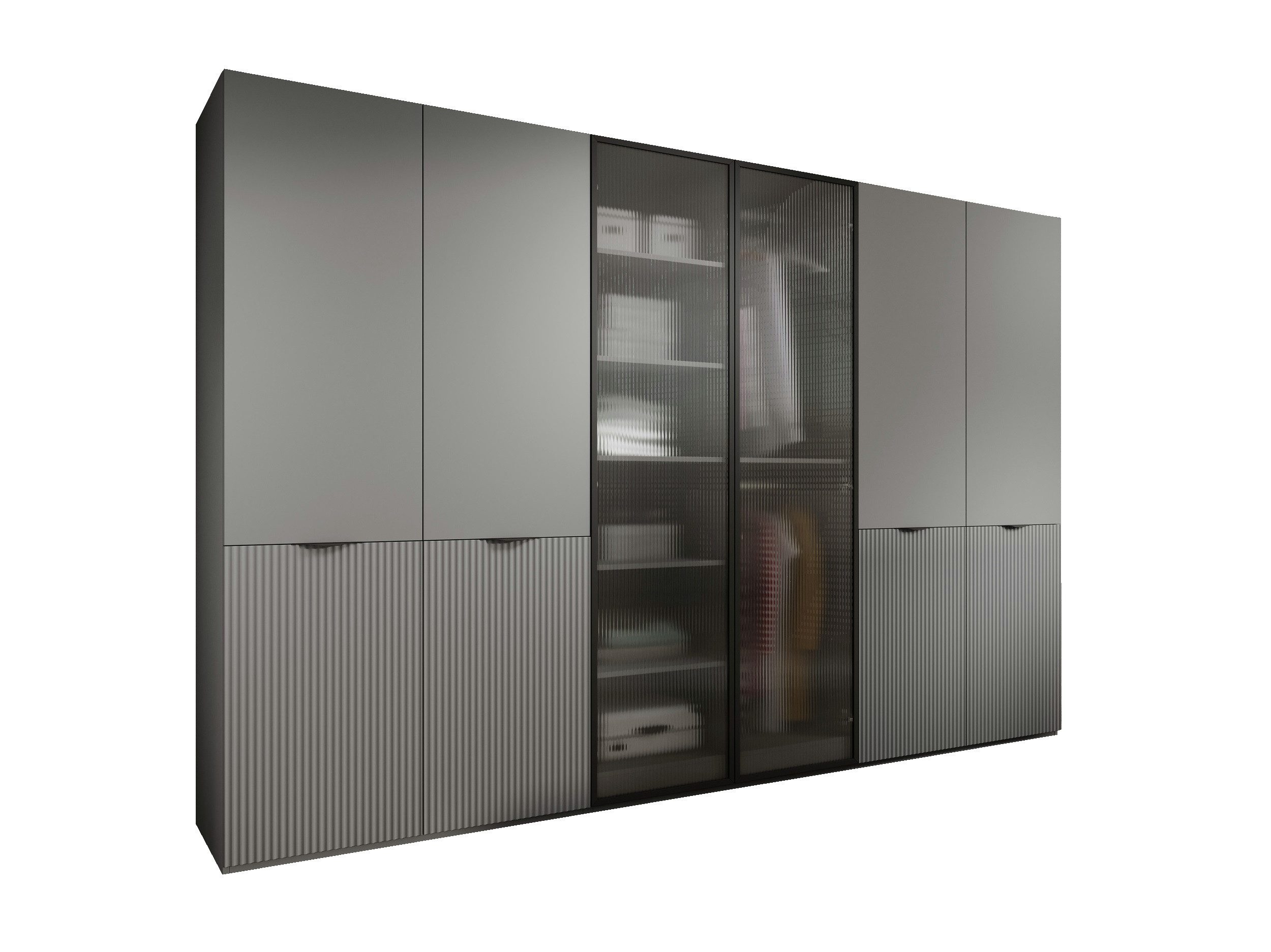 MOEBLO Drehtürenschrank MINEWRA FLUTES 300 (6-türiger Kleiderschrank mit el günstig online kaufen