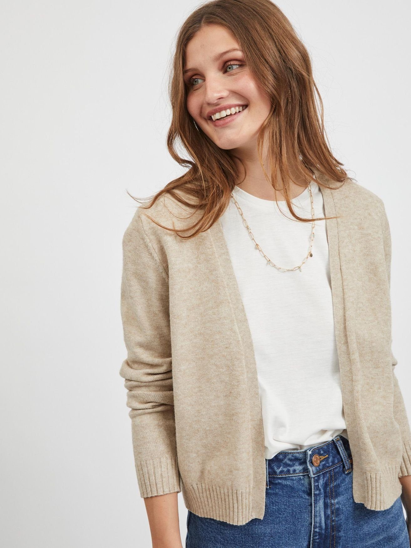 Vila Cardigan Kurzer Feinstrick Cardigan Weiche günstig online kaufen