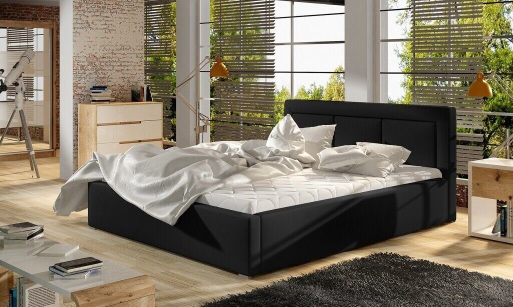 Schlafzimmer 180x200cm Polster neu Designer JVmoebel Textil Bett Schwarz Luxus Bett Luxus