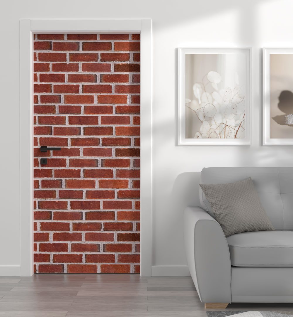 MyMaxxi Dekorationsfolie Türtapete Türposter Türfolie selbstklebend Backsteine rot Türaufkleber, (Backsteine rot, 1St.}, Klebefolie Tür aufgerollt), Selbstklebend