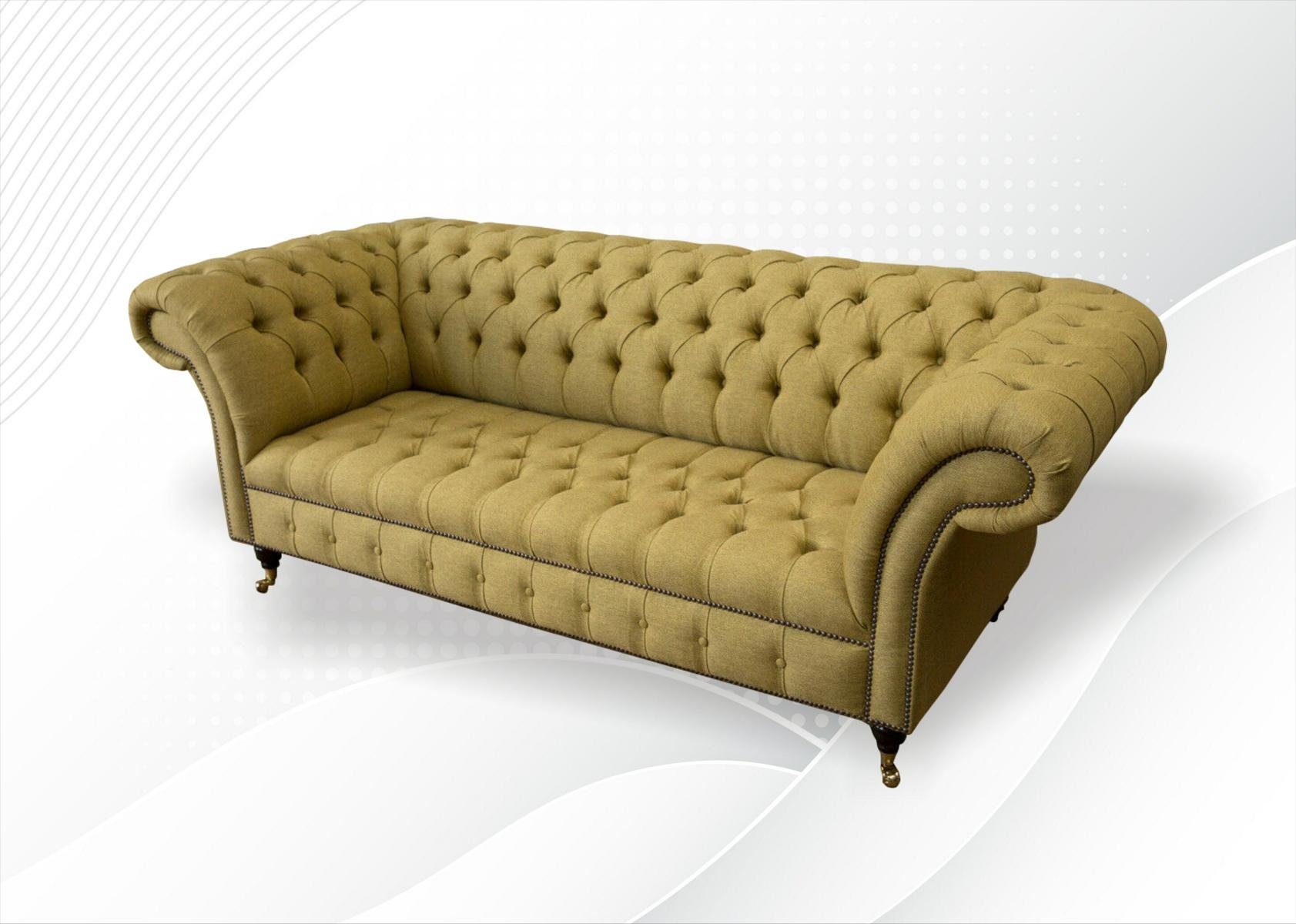 Europe Design, Dreisitzer Senf Made Chesterfield luxus Chesterfield-Sofa in modernes farbiger JVmoebel