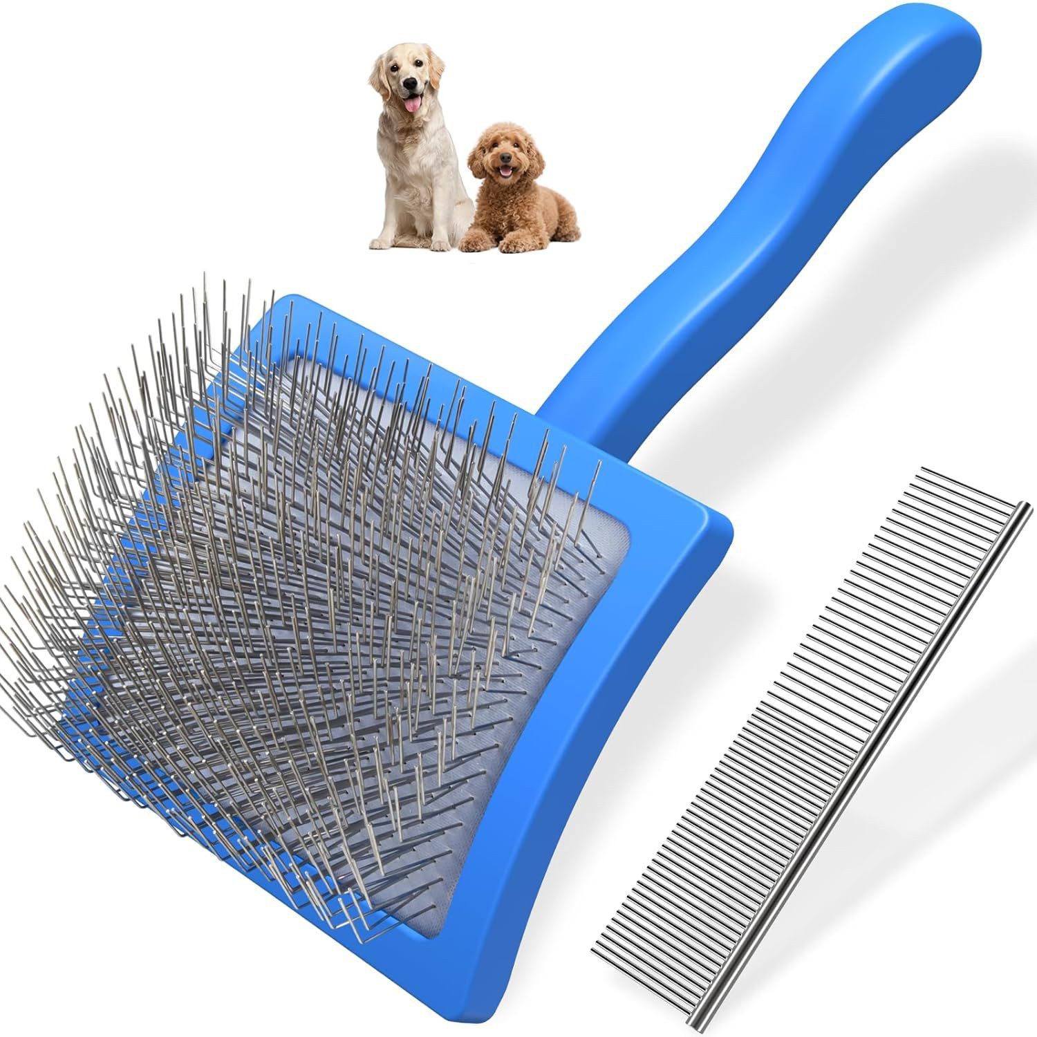 Ledander Fellbürste Hundebürste & Katzenbürste Set für Langhaar, (2-tlg), Unterwollbürste & Fellkamm, Entfernt Knoten & Lose Haare