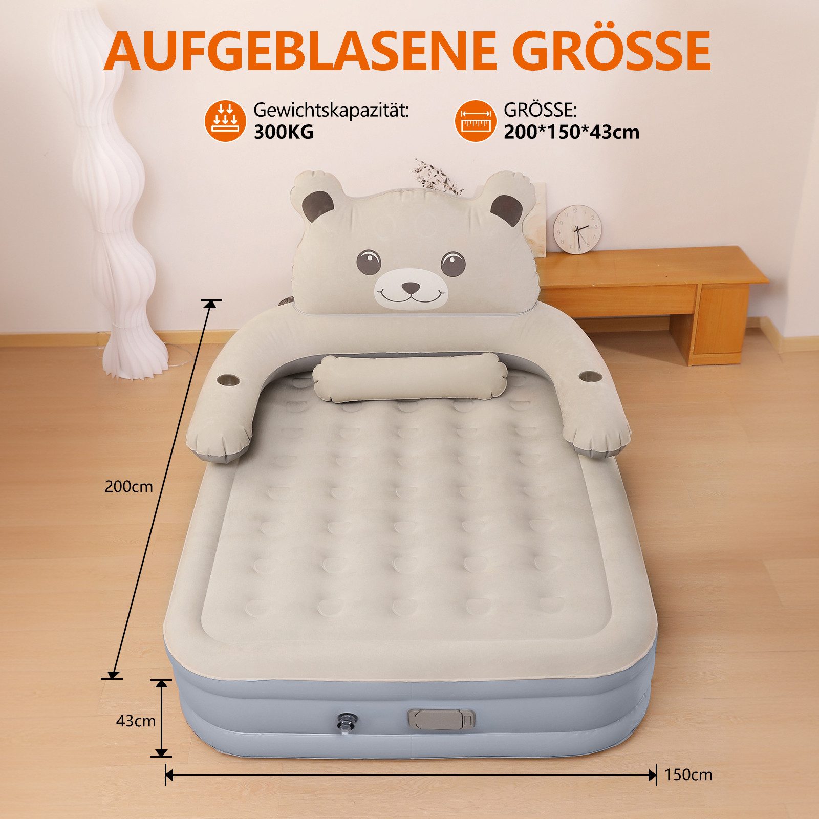 AeroAxis Luftbett Luftmatratze aus Flockvelours mit elektrischer Luftpumpe günstig online kaufen