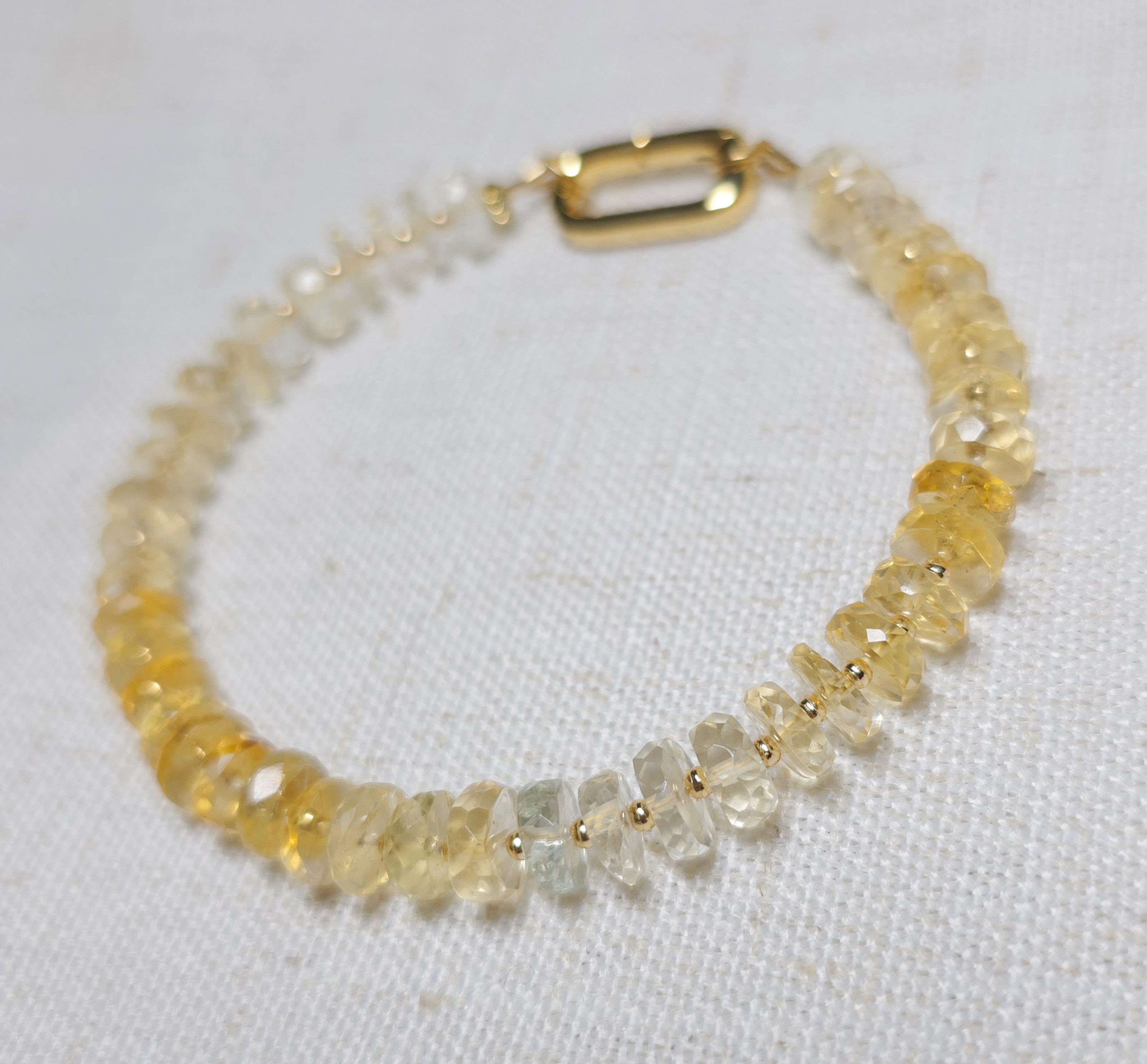 GOLDEN Charm-Armband Edelstein Citrin facettierte Rondelle Armband, November Geburtsstein