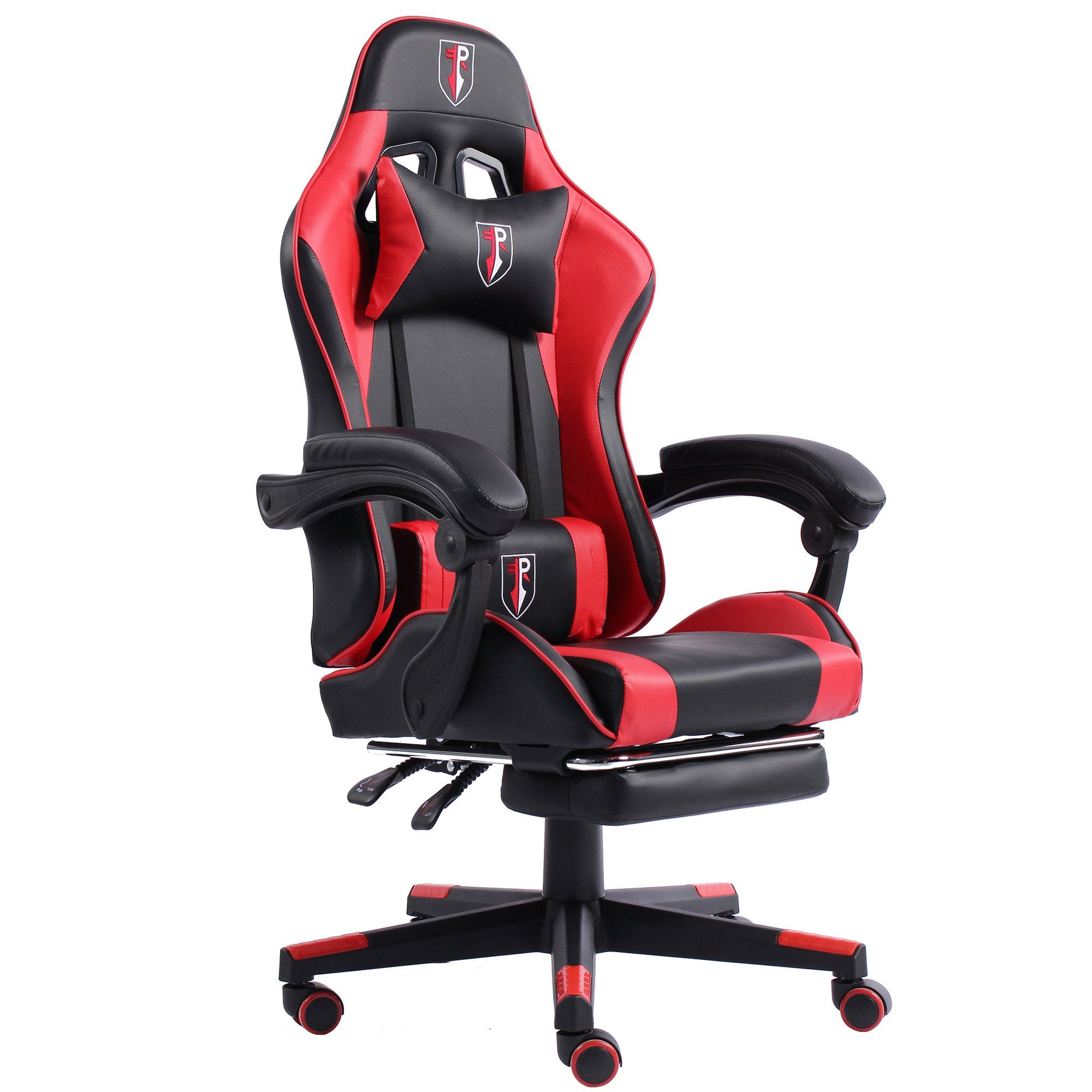 TRISENS Drehstuhl Arijus (1 Stuhl mit Chefsessel Bürostuhl Racing-Design Schwarz/Rot-Schwarz im Fußstütze Gaming Stück)