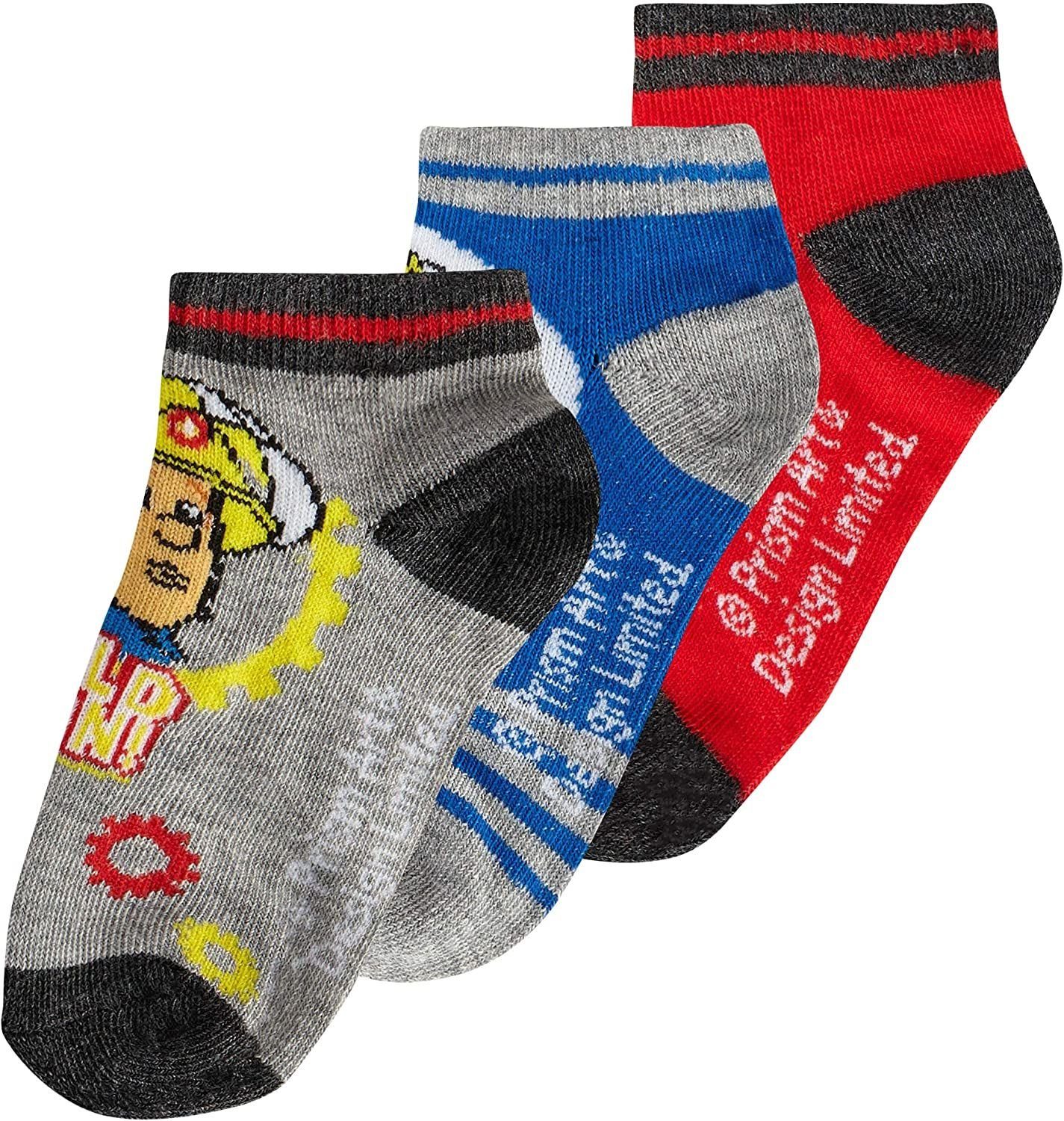 Feuerwehrmann Sam Sneakersocken 6x Feuerwehrmann Sam Sneaker Socken kurze Jungen Strümpfe 23/26 31/34