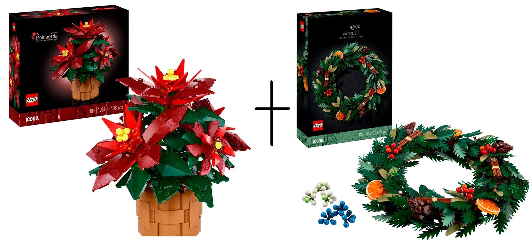 LEGO® Weihnachtskranz (10340) + Weihnachtsstern (10370) Spielbausteine